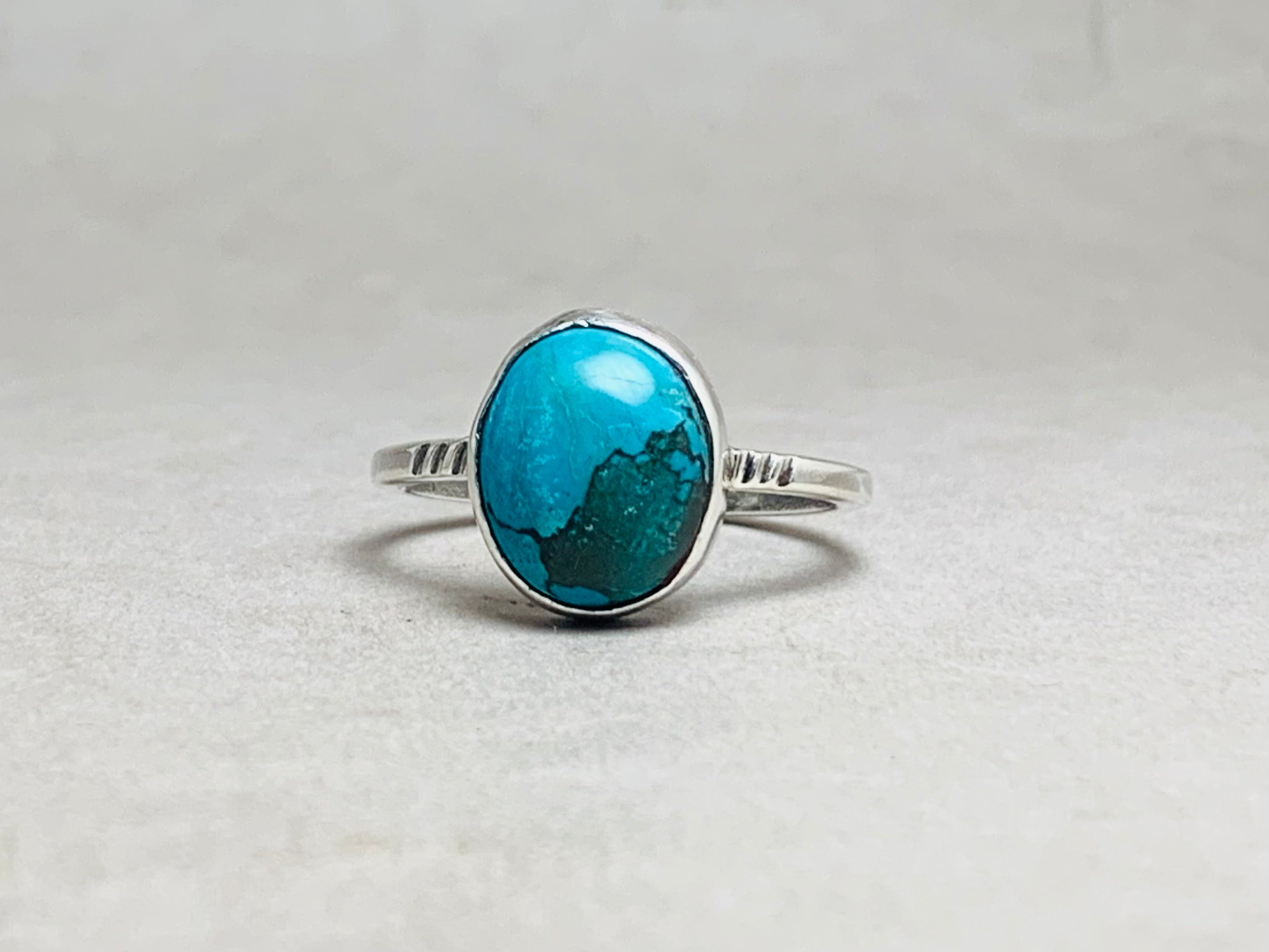 Echter Türkisring 925 Sterling Silber Stapelring Silberring Natursteinring Alltagsring