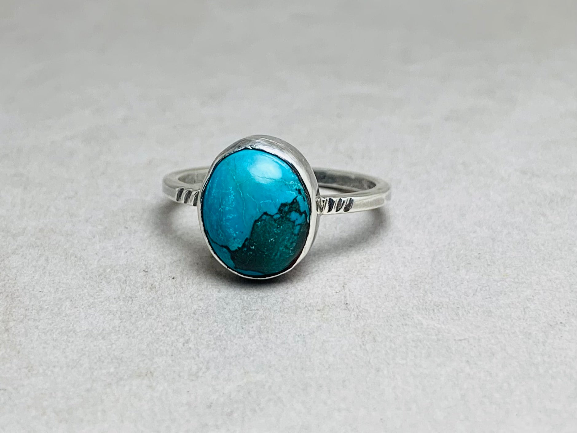 Echter Türkisring 925 Sterling Silber Stapelring Silberring Natursteinring Alltagsring