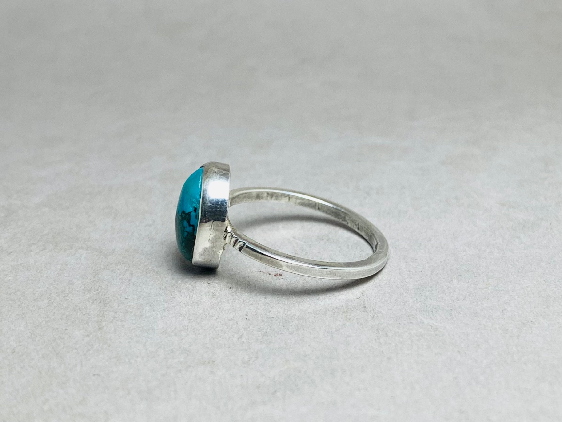 Echter Türkisring 925 Sterling Silber Stapelring Silberring Natursteinring Alltagsring