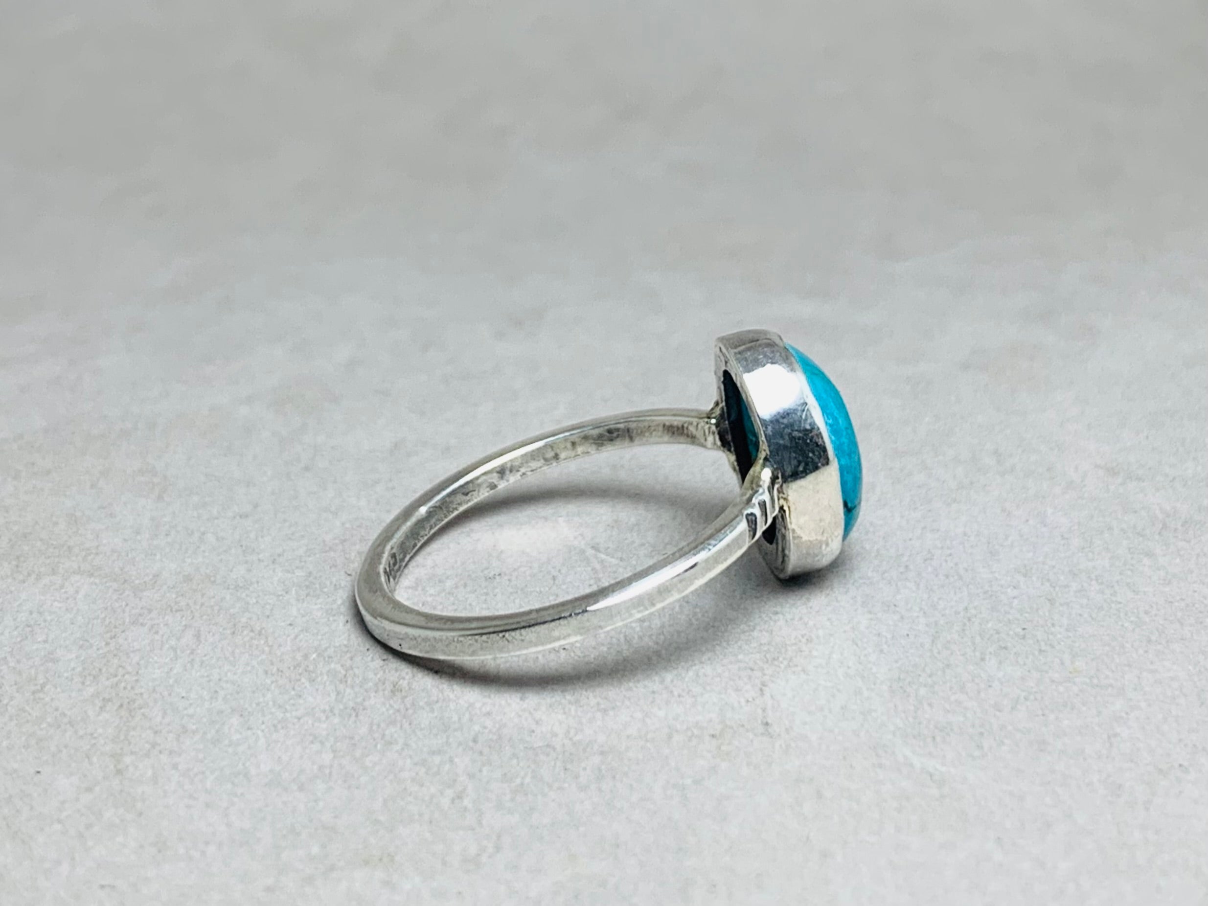 Echter Türkisring 925 Sterling Silber Stapelring Silberring Natursteinring Alltagsring