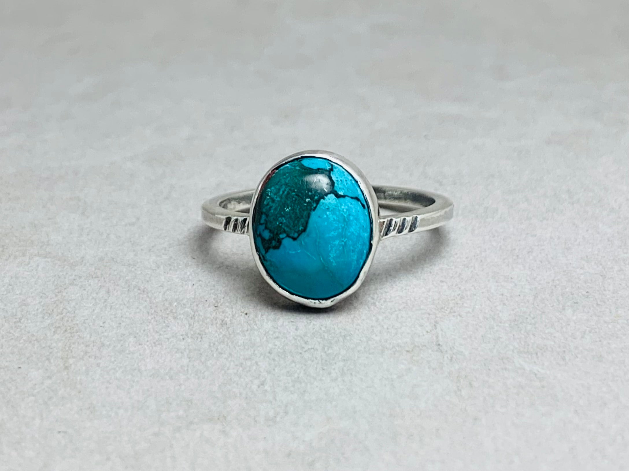 Echter Türkisring 925 Sterling Silber Stapelring Silberring Natursteinring Alltagsring