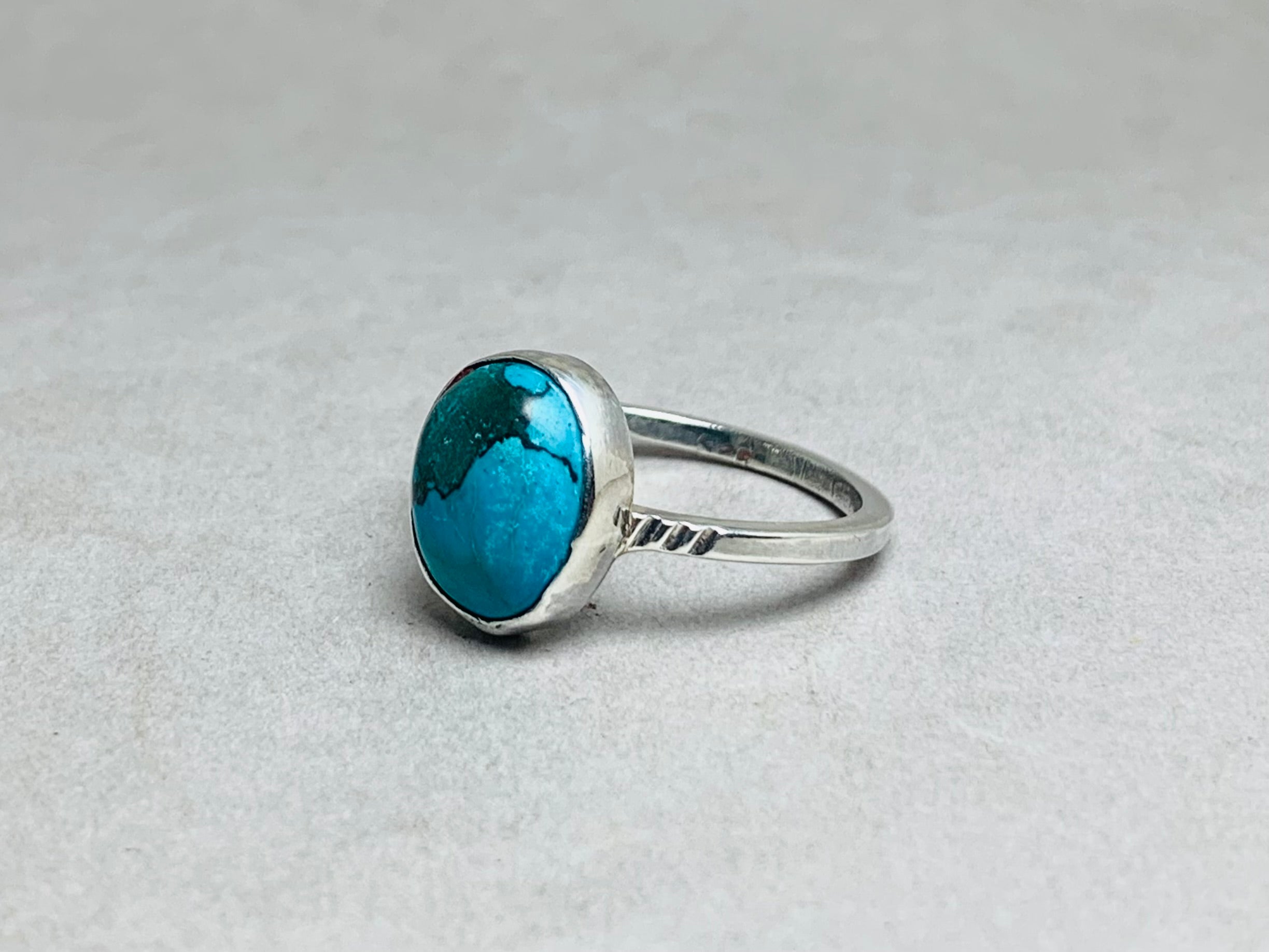 Echter Türkisring 925 Sterling Silber Stapelring Silberring Natursteinring Alltagsring
