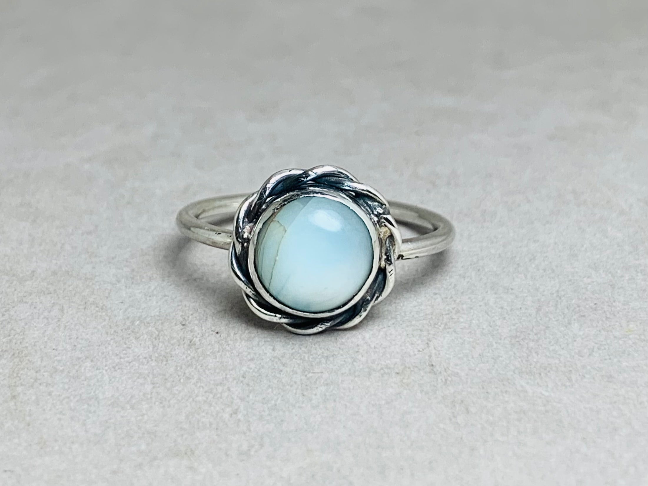 Larimar Ring 925 Sterlingsilber Ring Handgemachter Stapelring Larimar Edelstein Ring Brautring Alltagsring Silberschmuck
