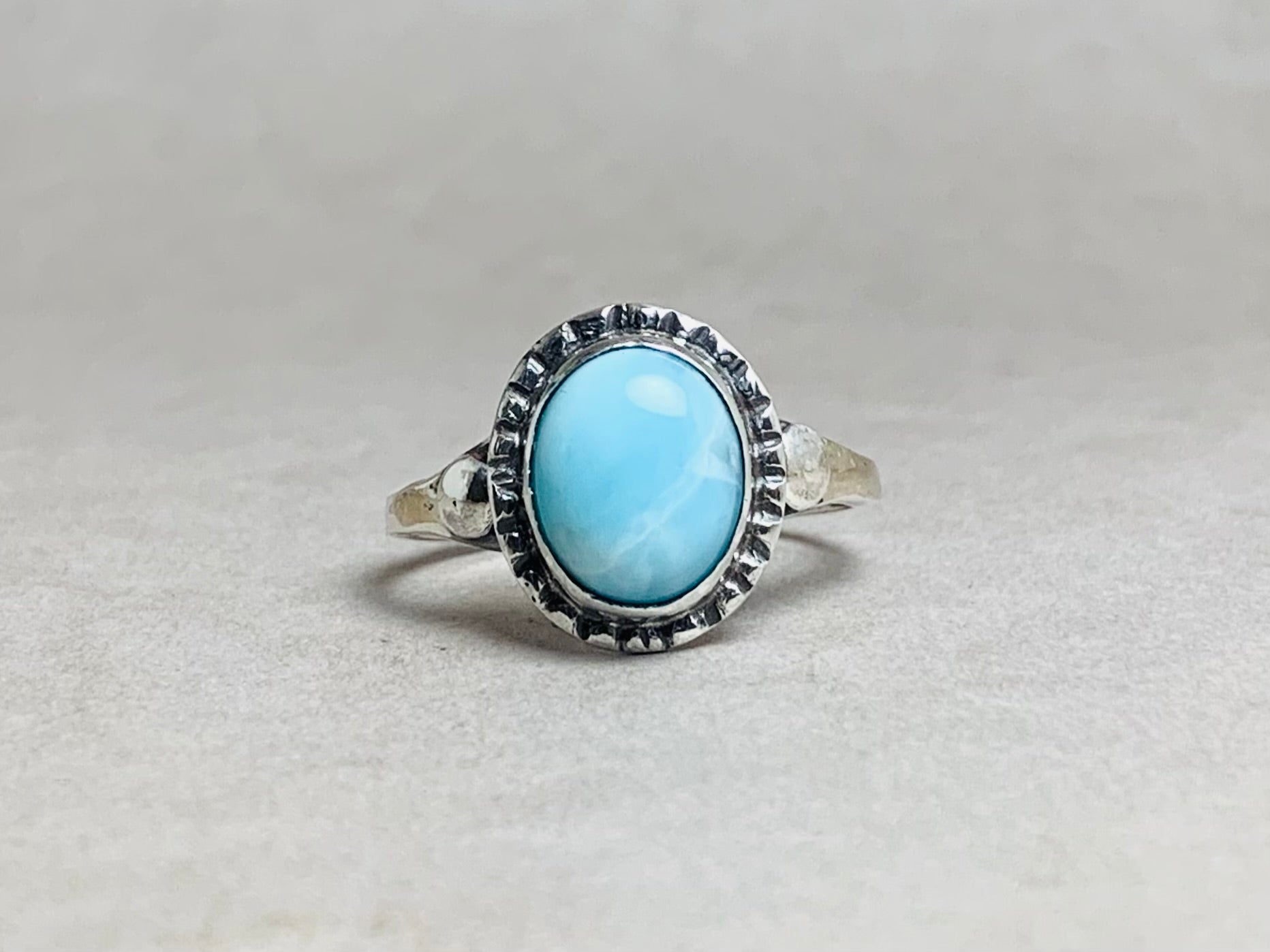 Ovaler Larimar-Edelsteinring 925er Silberring Handgemachter Unikatring Alltagsring Boho-Ring