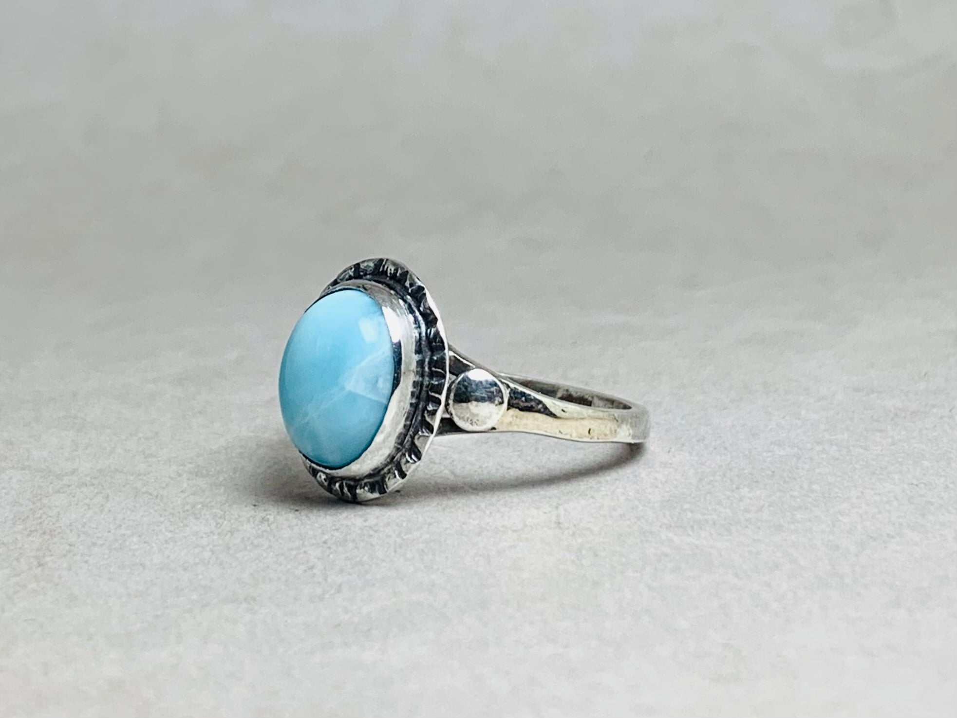 Ovaler Larimar-Edelsteinring 925er Silberring Handgemachter Unikatring Alltagsring Boho-Ring