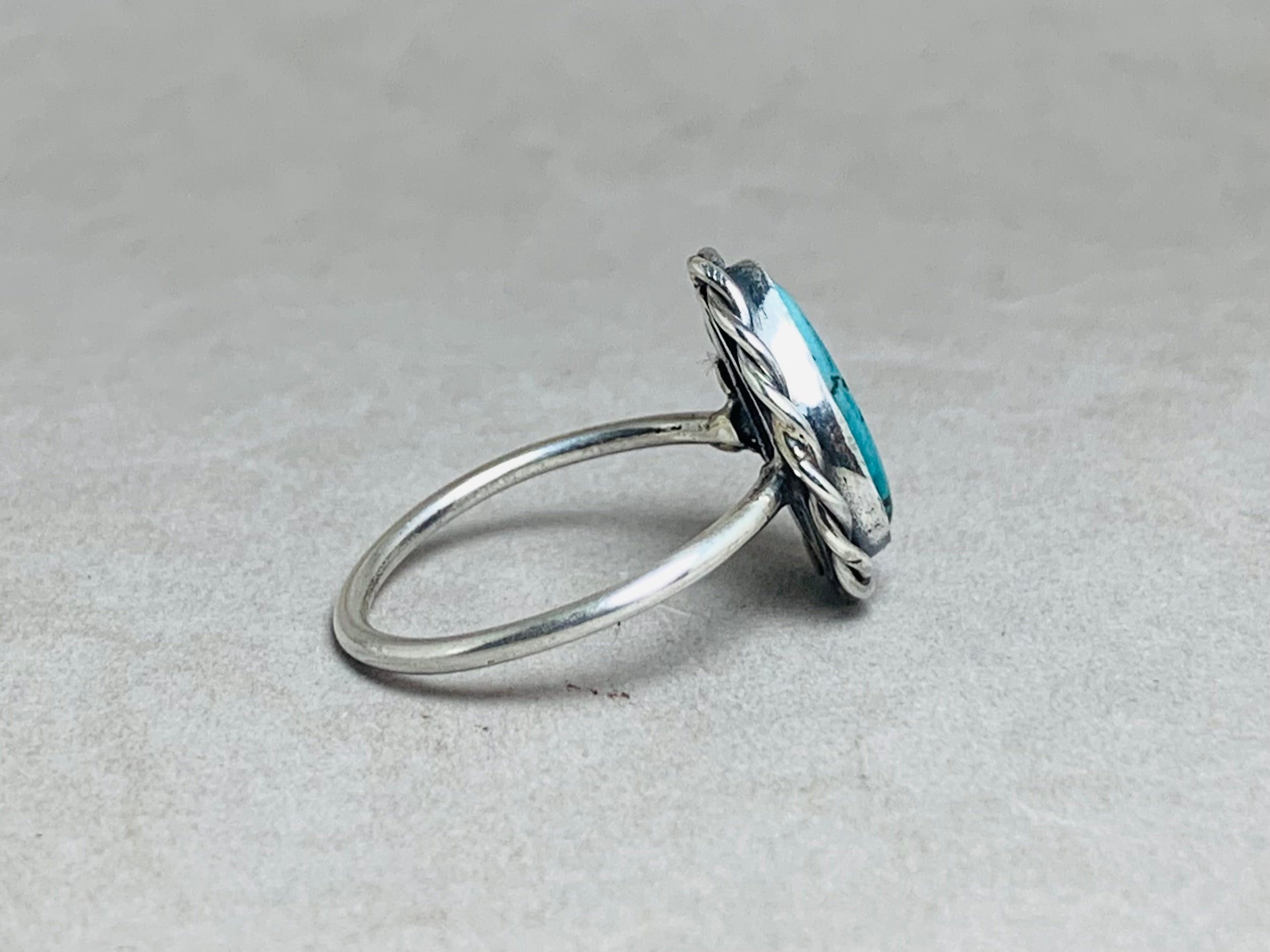 Natürlicher birnenförmiger grüner Türkisring 925 Sterling Silber Cabochon Ring Stapelring Boho Ring