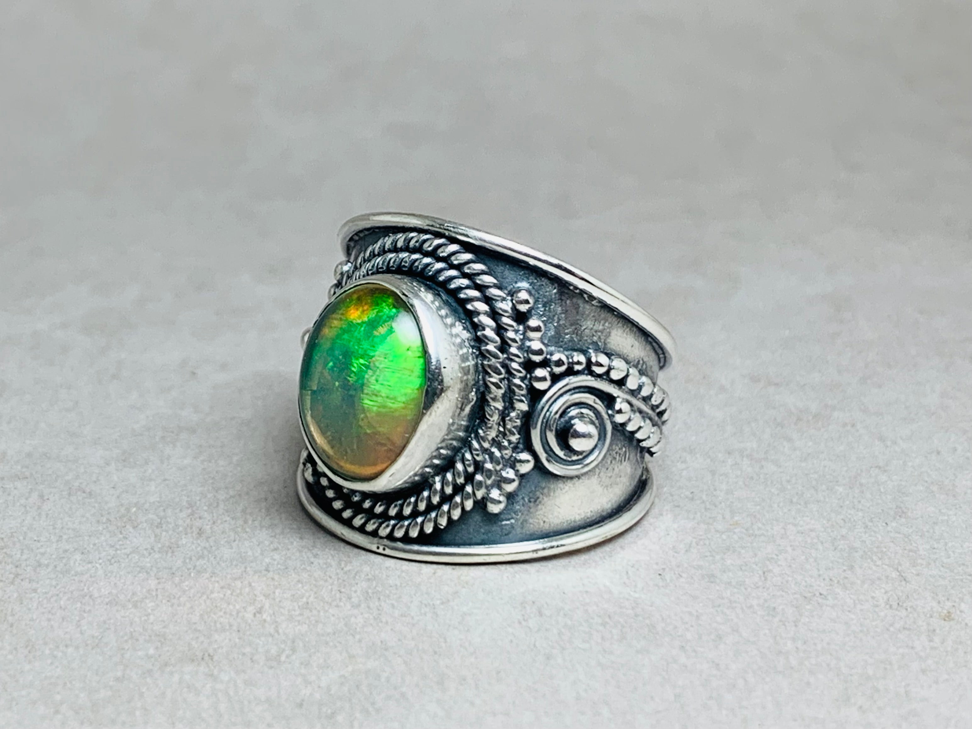 Natürlicher Opalring 925 Silber Ring Handgemachter Opal Edelstein Statement Ring Boho Opal Ring AAA+ Opal Qualität