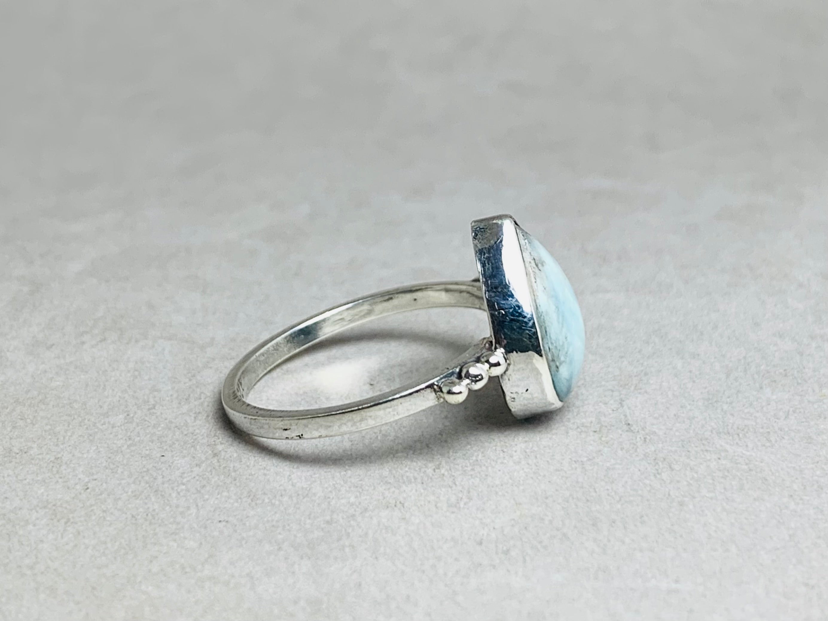 Larimar Ring 925 Silberring Edelsteinring Halbedelstein Natur Larimar Ring Alltagsring Tropfenförmiger Larimar Ring Boho Schmuck