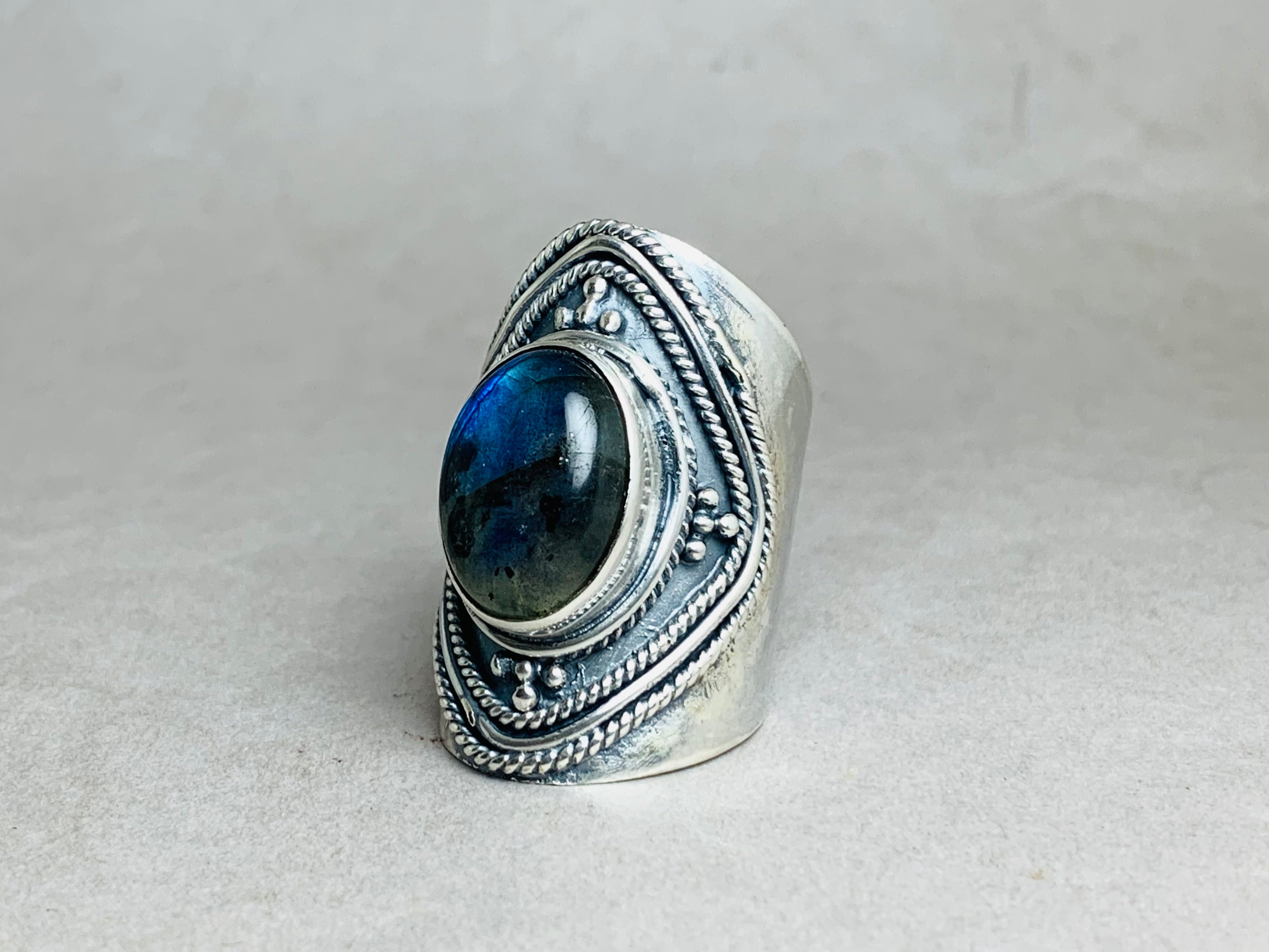 Labradorit Ring 925 Silber Ring Statement Boho Natur Edelstein Ring Brautring Alltagsring