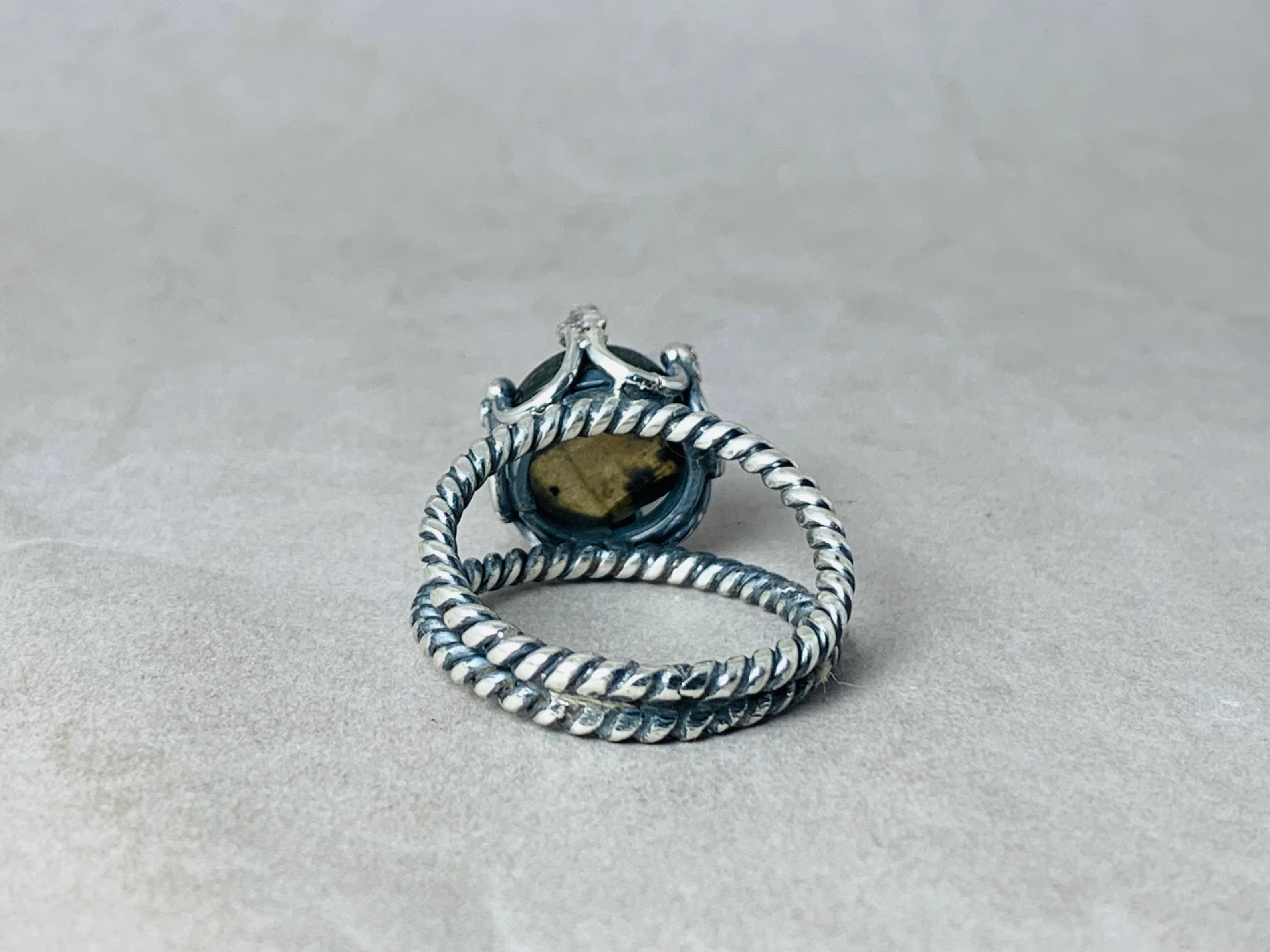 Grüner Labradoritring 925 Silberring Handgemachter Statement-Ring Boho-Ring Sterling Silberring