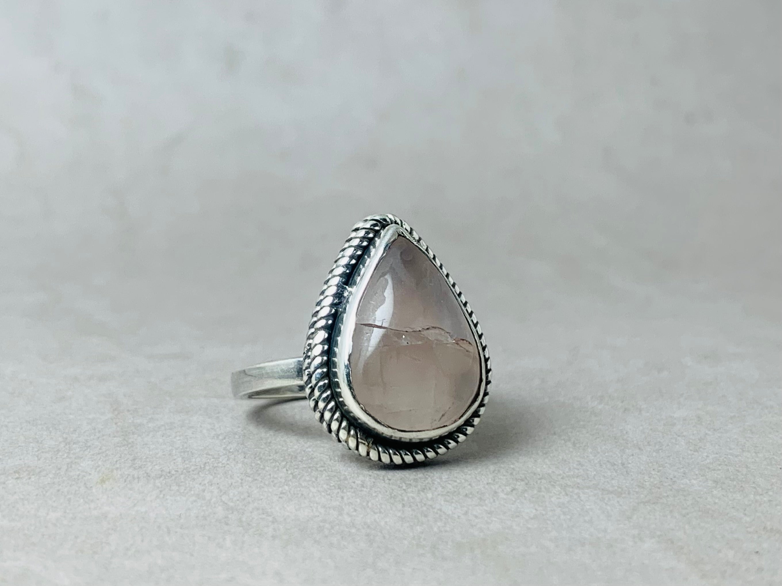 Rosenquarz Ring 925 Sterling Silber Ring Edelsteinring Januar Geburtsstein Geschenk für Sie