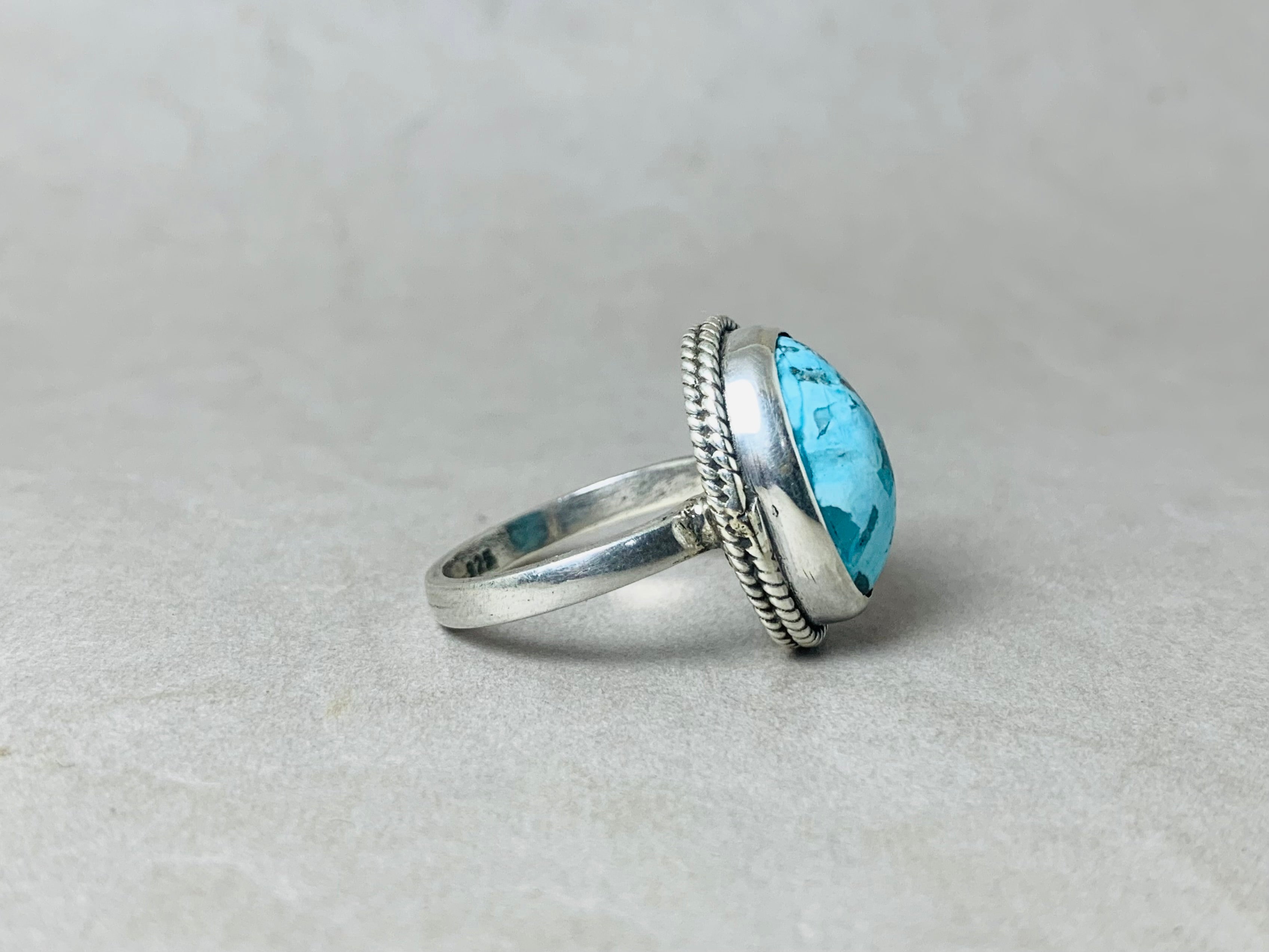 Blauer Türkisring 925 Sterling Silber Ring Böhmischer Ring Geburtsstein Dezember Stapelring