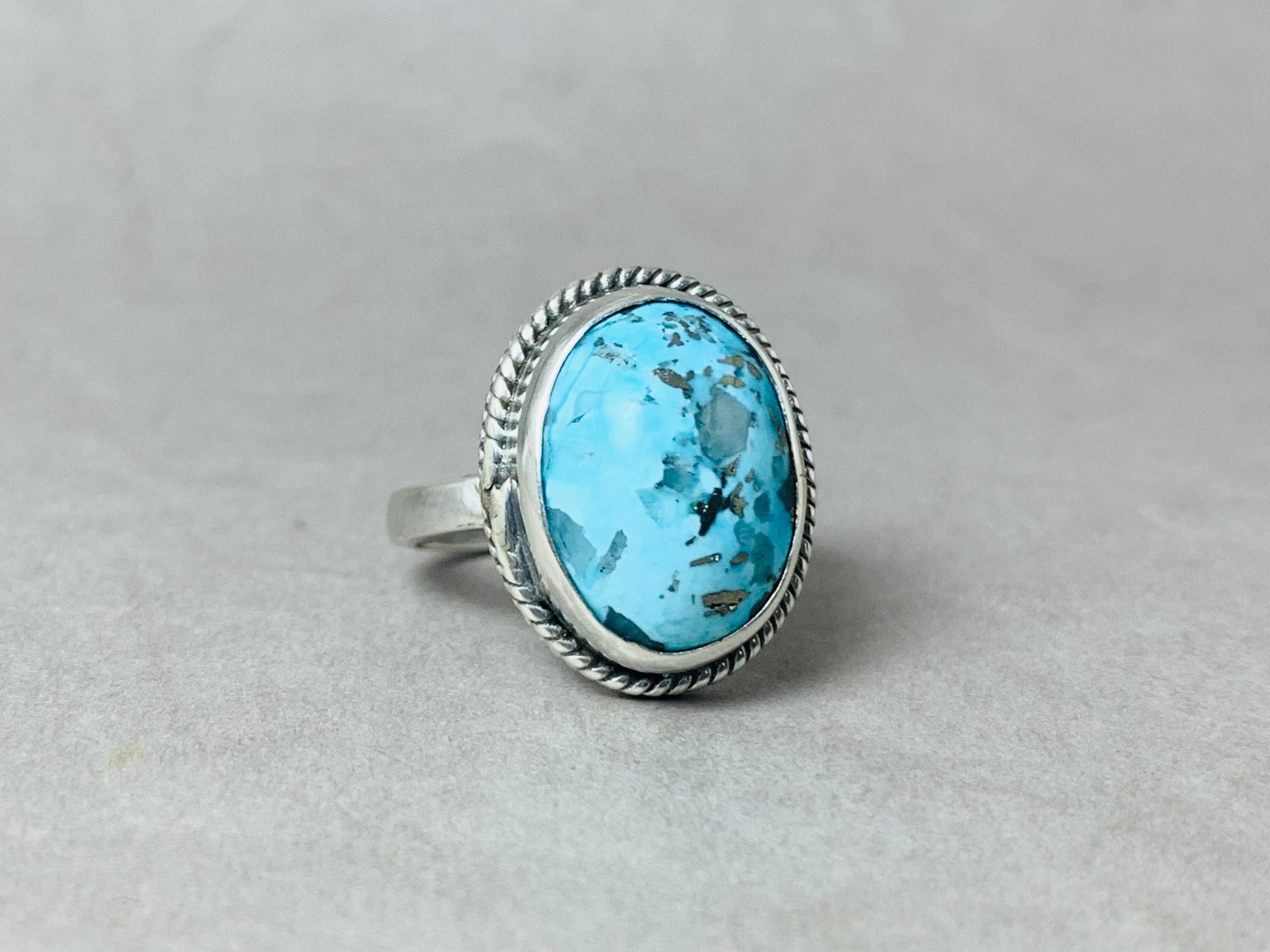 Blauer Türkisring 925 Sterling Silber Ring Böhmischer Ring Geburtsstein Dezember Stapelring