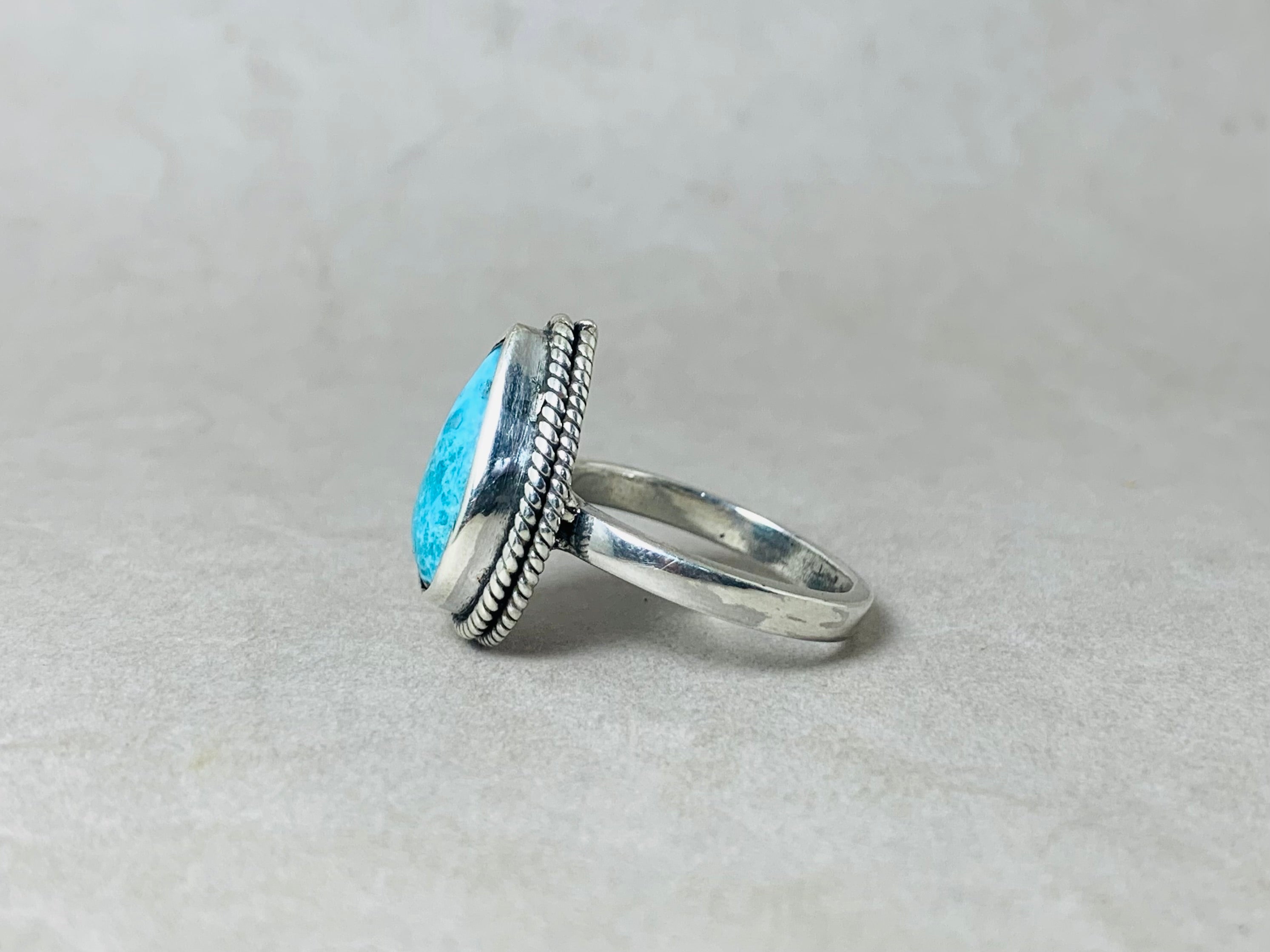 Natürlicher Türkis Birnenform Ring 925 Sterling Silber Ring Kupfer Türkis Ring Handgemachter Ring Alltagsring