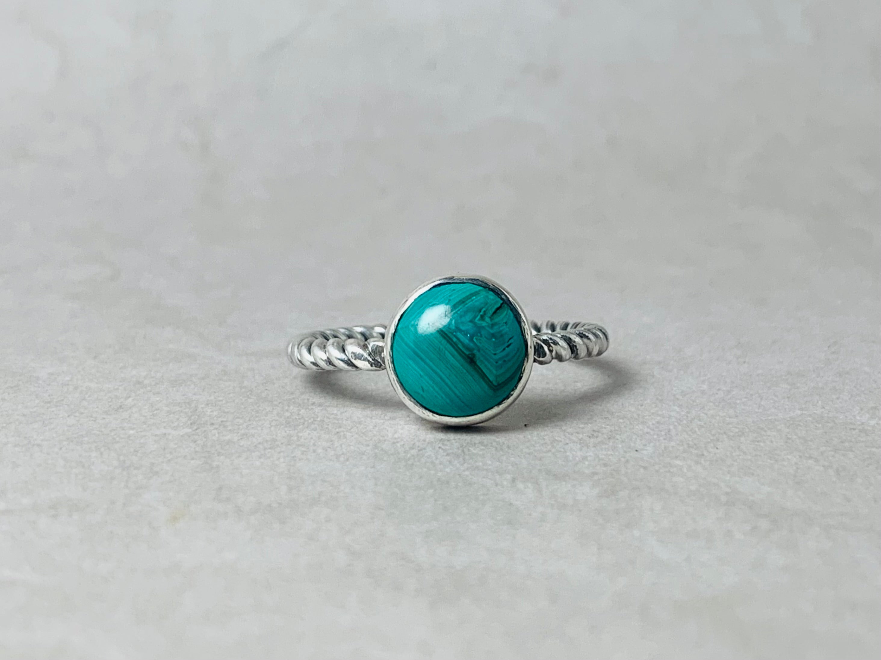Boho Malachitring 925 Sterling Silber Ring Grüner Stein Ring Natürlicher Grüner Edelstein Ring