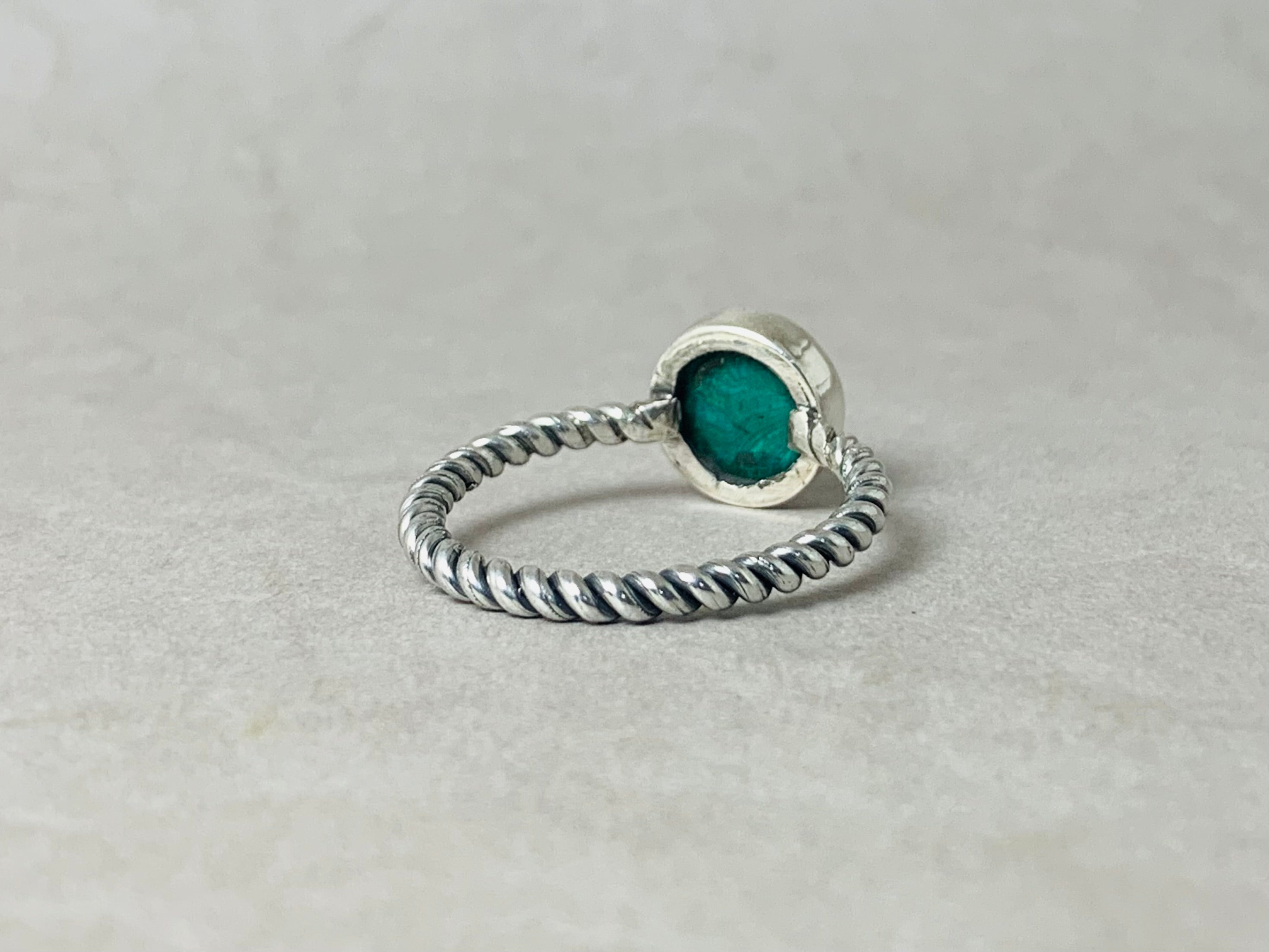 Boho Malachitring 925 Sterling Silber Ring Grüner Stein Ring Natürlicher Grüner Edelstein Ring