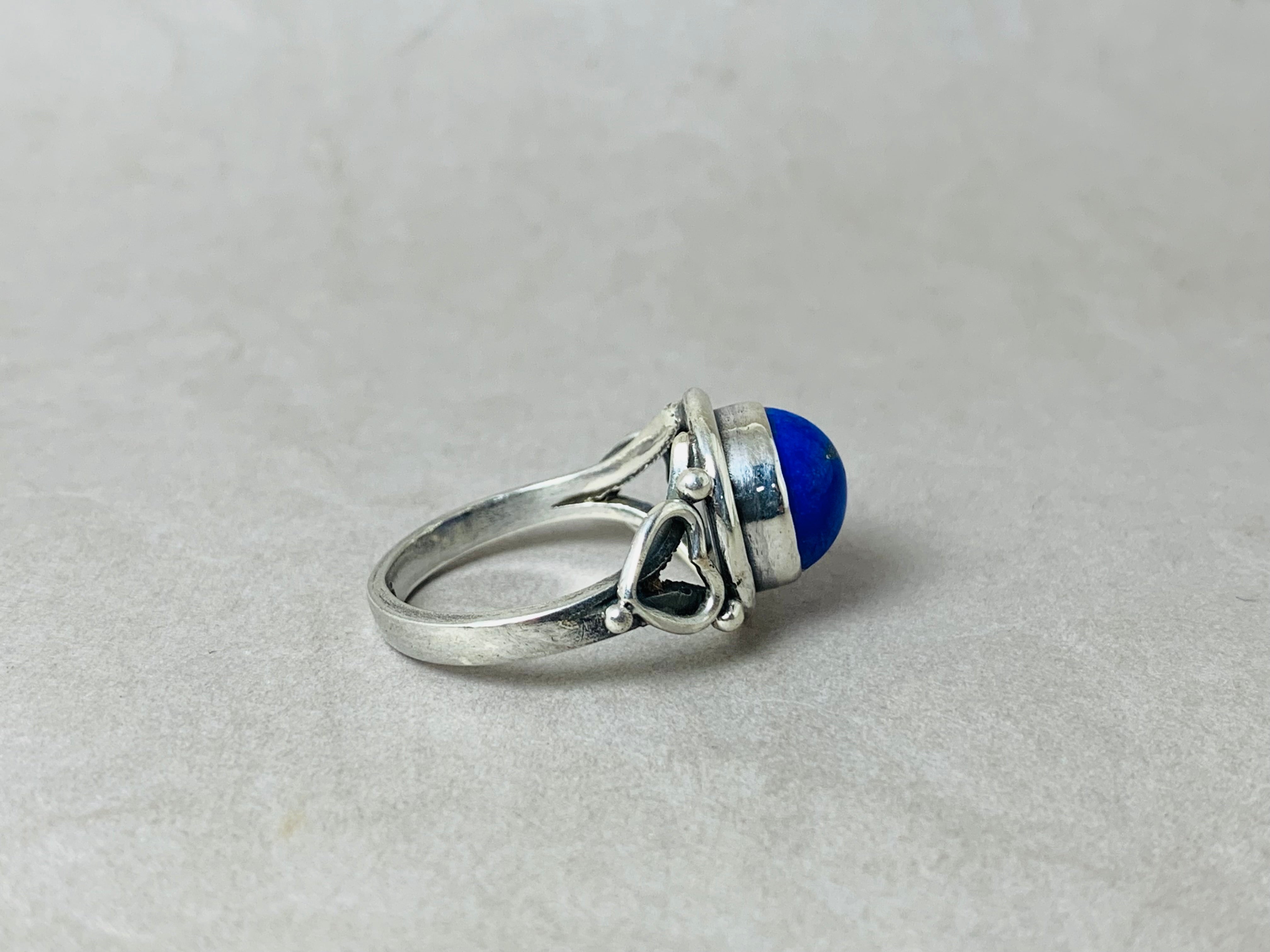Natürlicher Lapislazuli Ring Sterling Silber Ring Handgemachter Silber Lapislazuli Ring Statement Ring Blauer Edelstein Ring Einzigartiger Ring