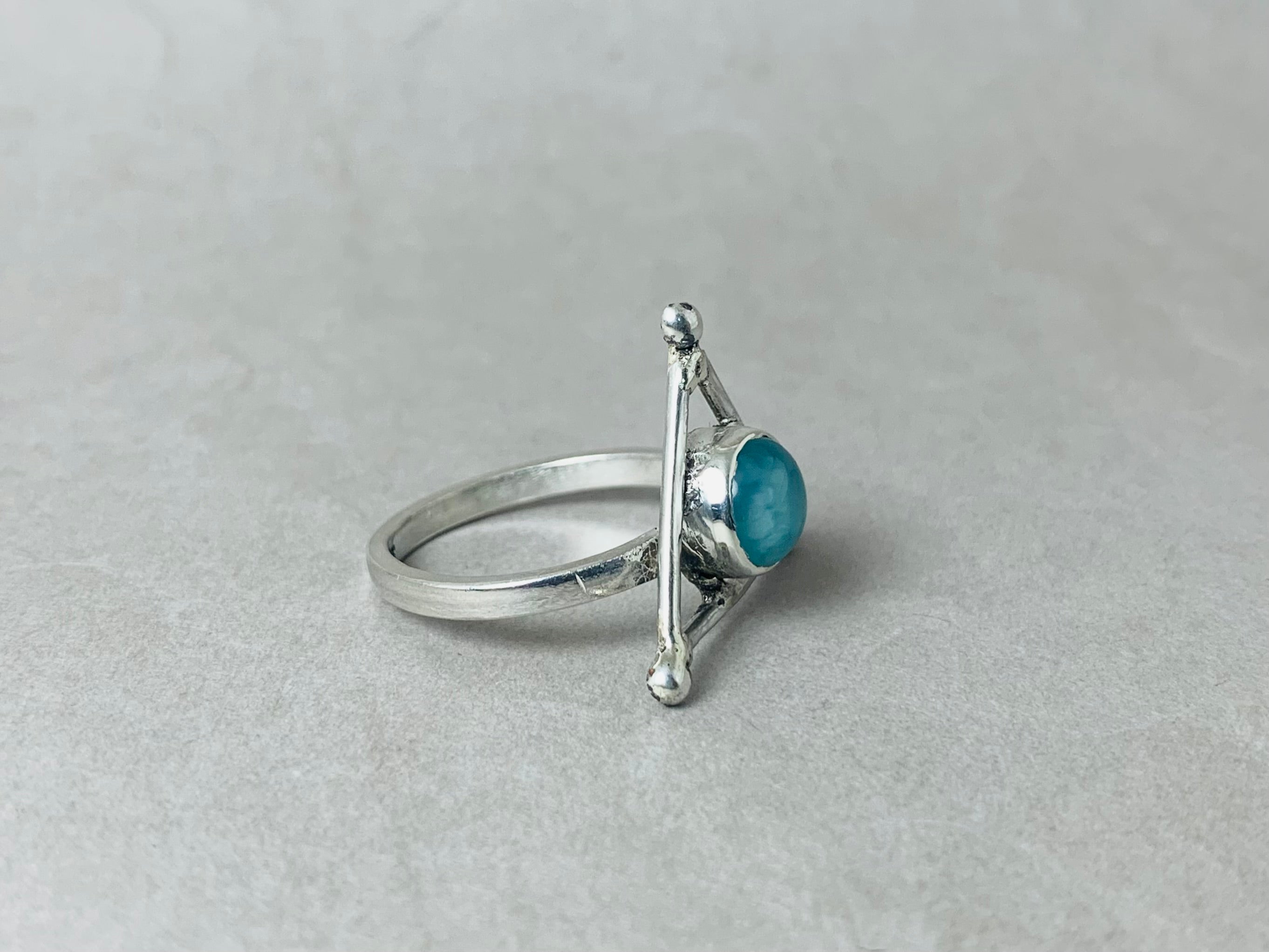 Aqua Chalcedony Ring 925 Silver Ring Handmade Ring Aqua Stone Ring Round Shape Gemstone Ring Minimalist Ring Gift For Her