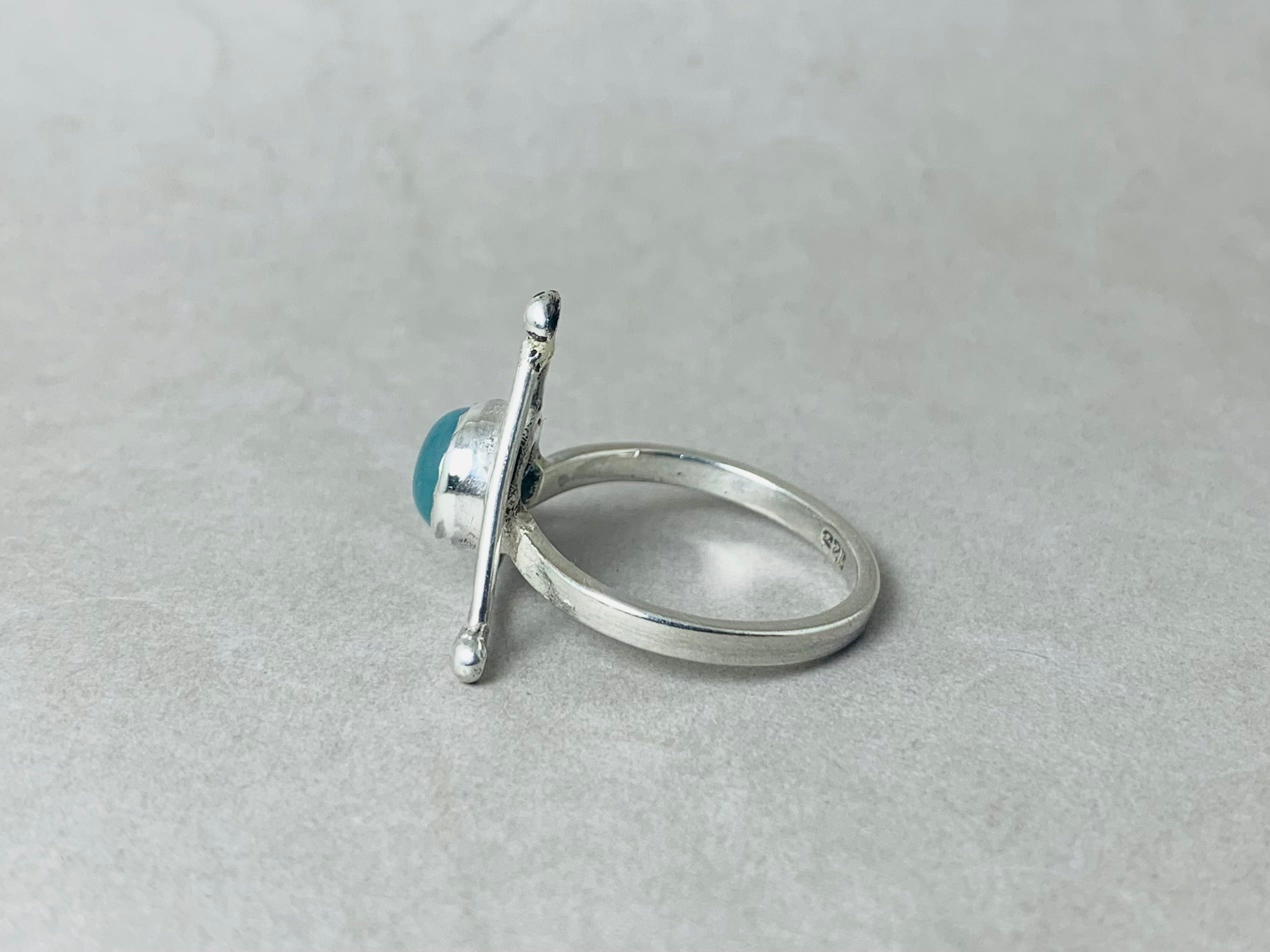 Aqua Chalcedony Ring 925 Silver Ring Handmade Ring Aqua Stone Ring Round Shape Gemstone Ring Minimalist Ring Gift For Her