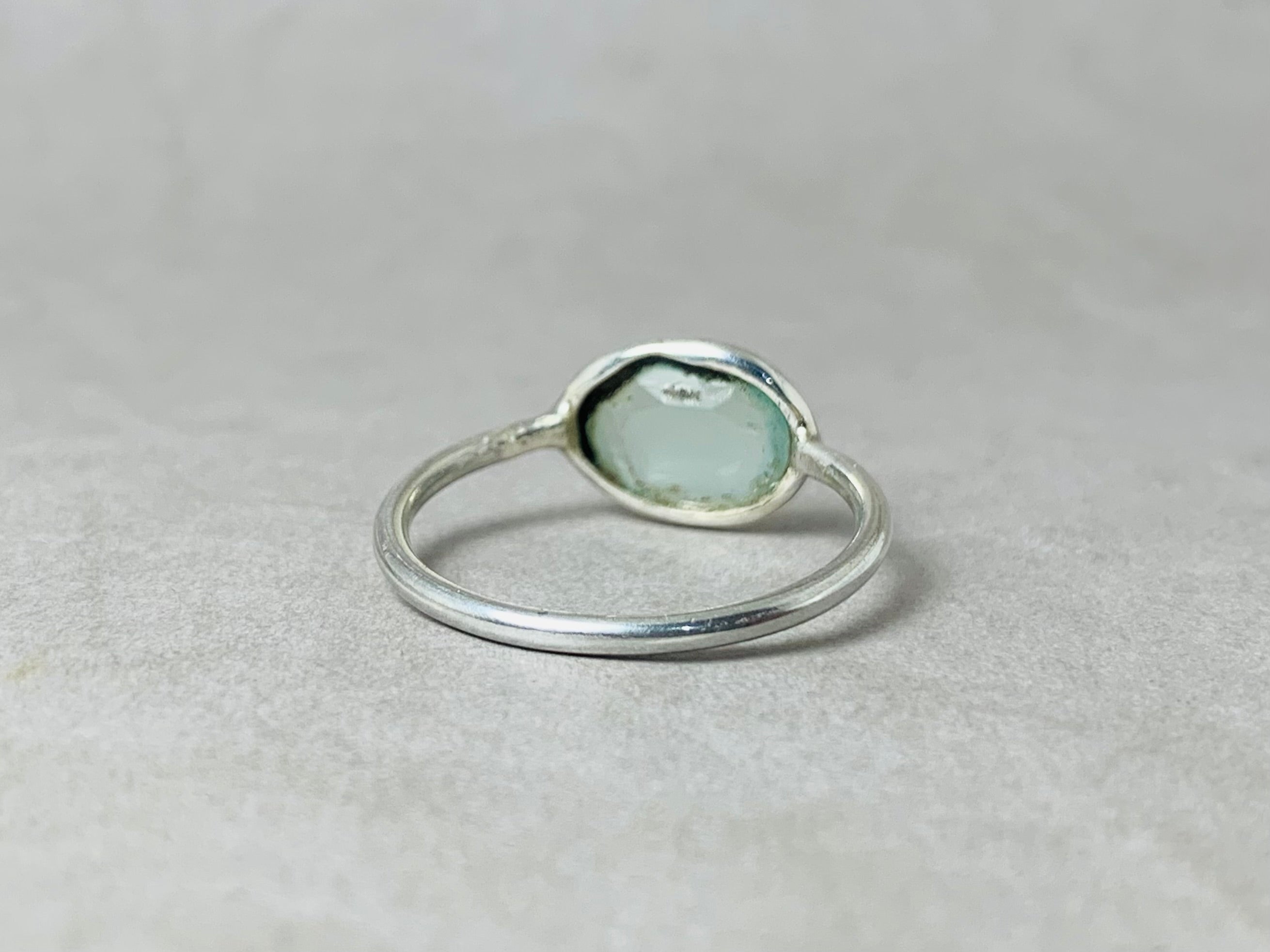 Aqua Chalcedony Ring Edelsteinring Minimalistischer Ring 925 Silber Ring Handgemachter Ring Geschliffener Chalcedony Ring Aqua Stein Ring Zierlicher Ring