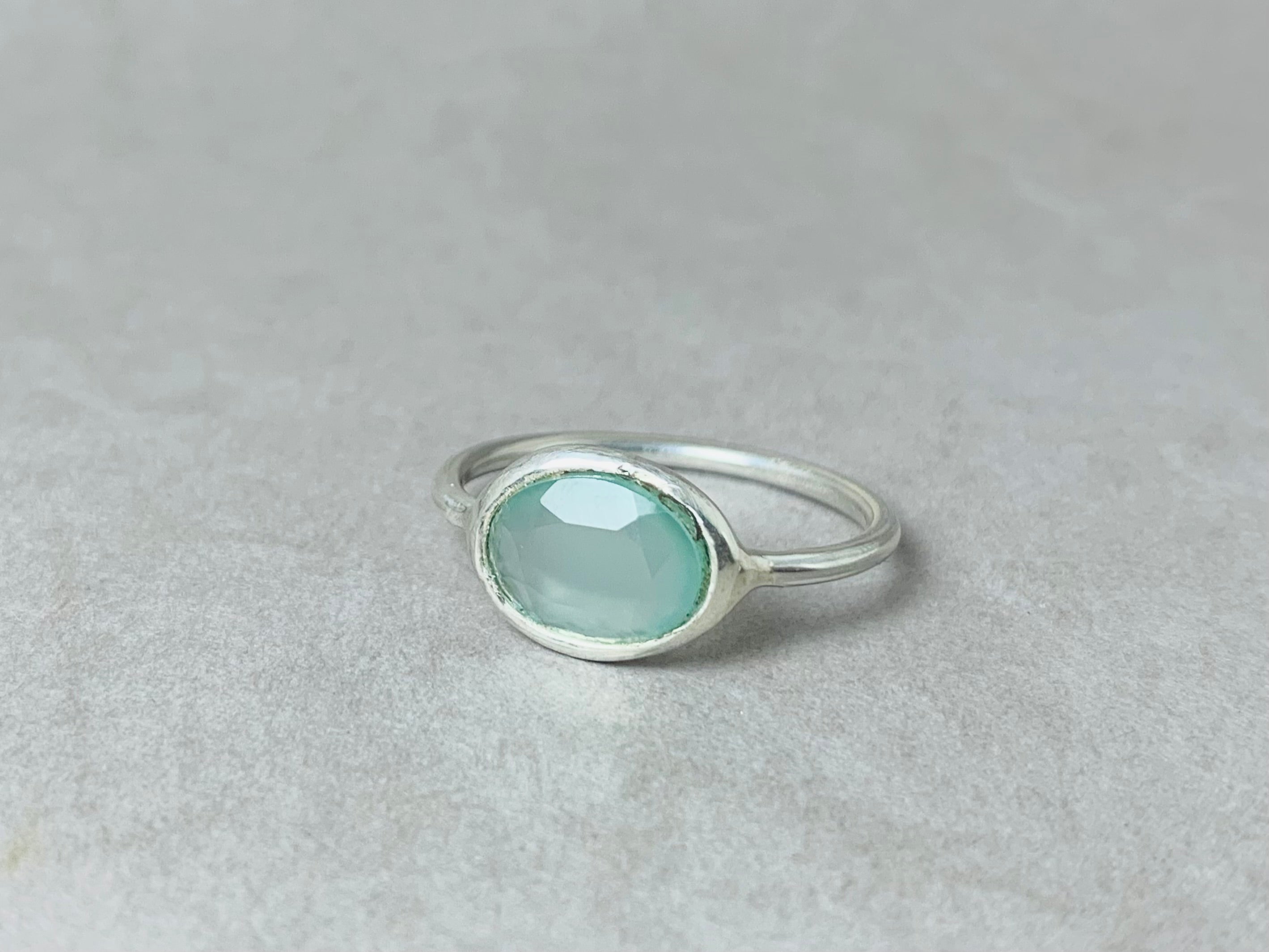 Aqua Chalcedony Ring Gemstone Ring Minimalist Ring 925 Silver Ring Handmade Ring Cut Chalcedony Ring Aqua Stone Ring Dainty Ring
