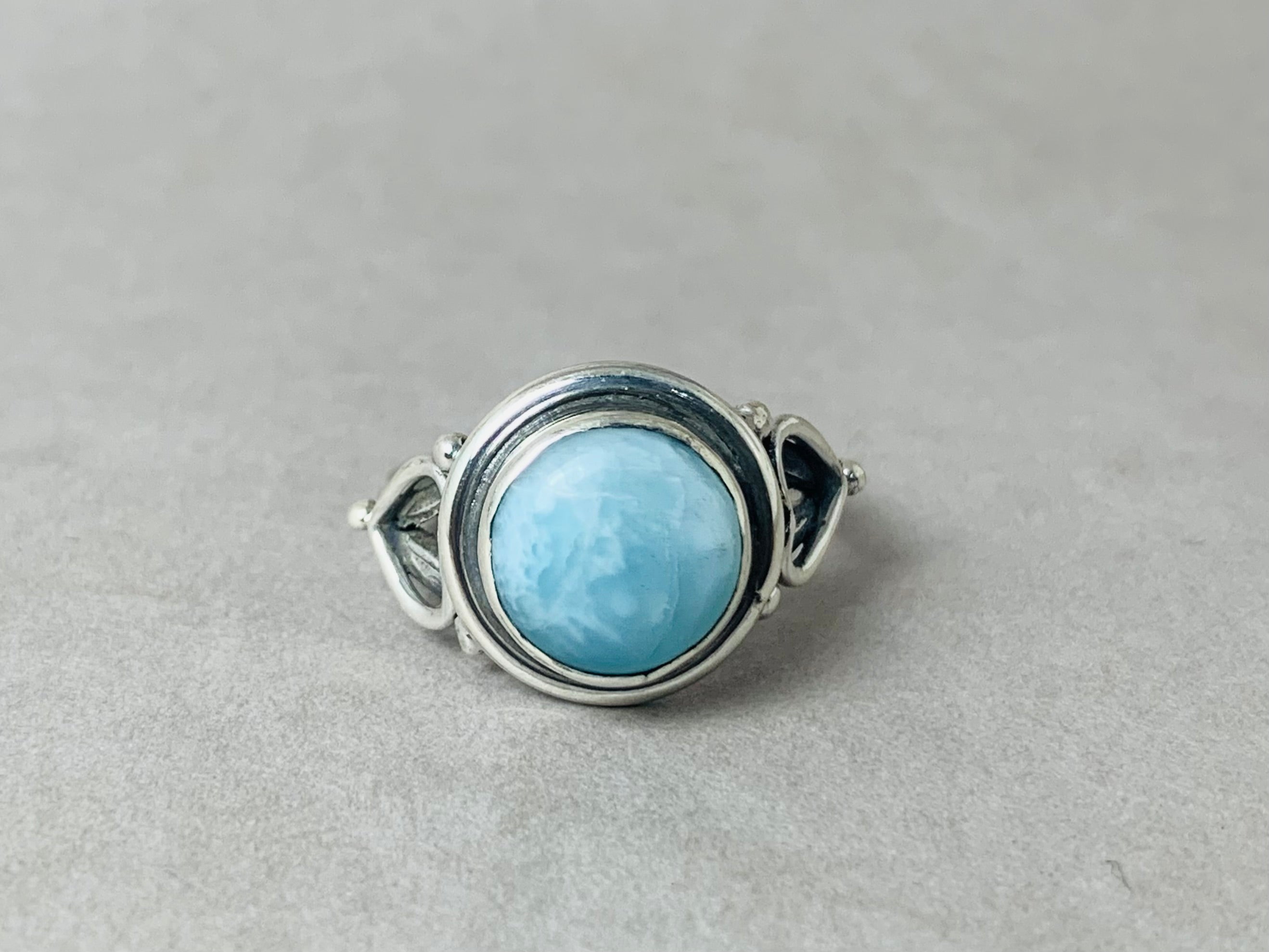 Natürlicher Larimar Ring Handgefertigt 925 Sterling Silber Ring Edelsteinring Geburtssteinring Silberner Larimar Ring
