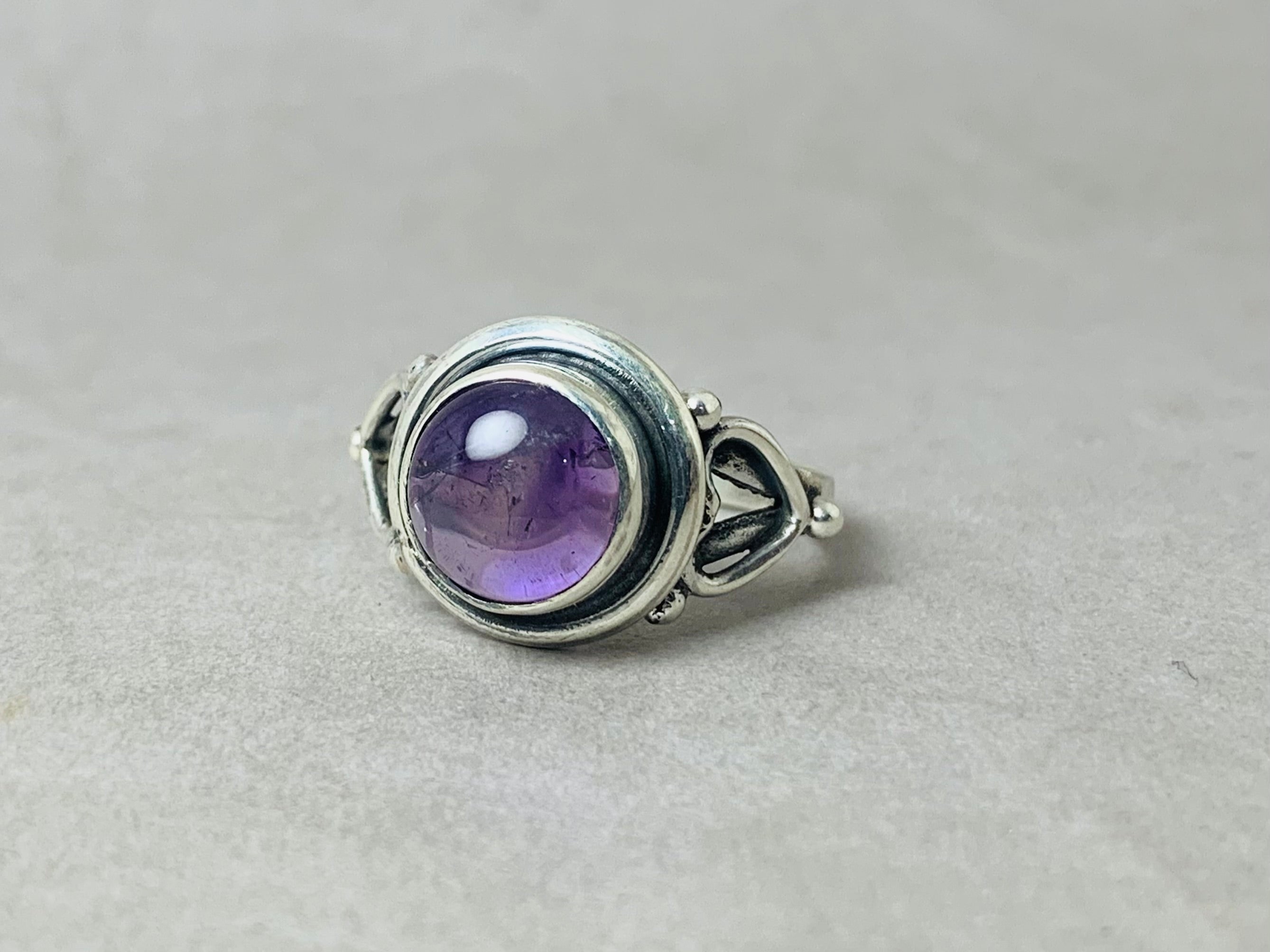 Natuurlijke Amethist Ring Handgemaakte Ring Sterling Zilveren Ring Edelsteen Ring Geboortesteen Ring Paarse Steen Ring