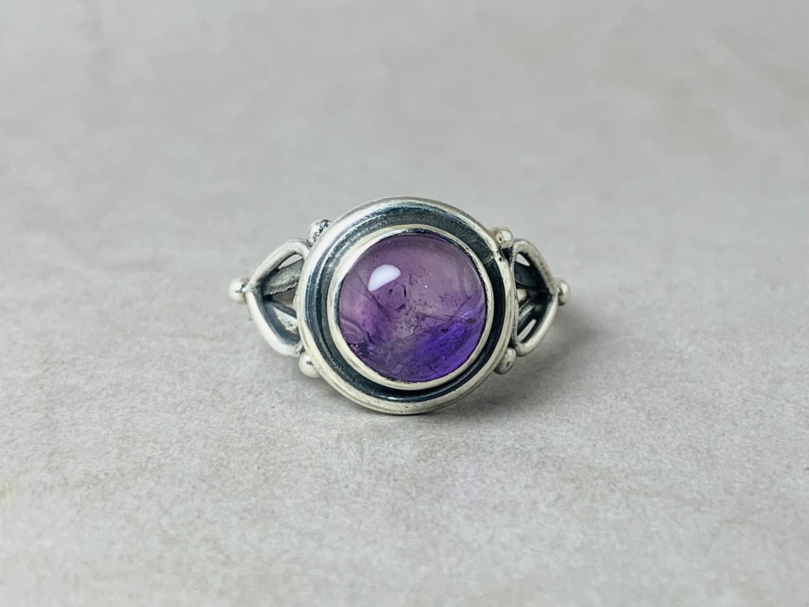 Natuurlijke Amethist Ring Handgemaakte Ring Sterling Zilveren Ring Edelsteen Ring Geboortesteen Ring Paarse Steen Ring