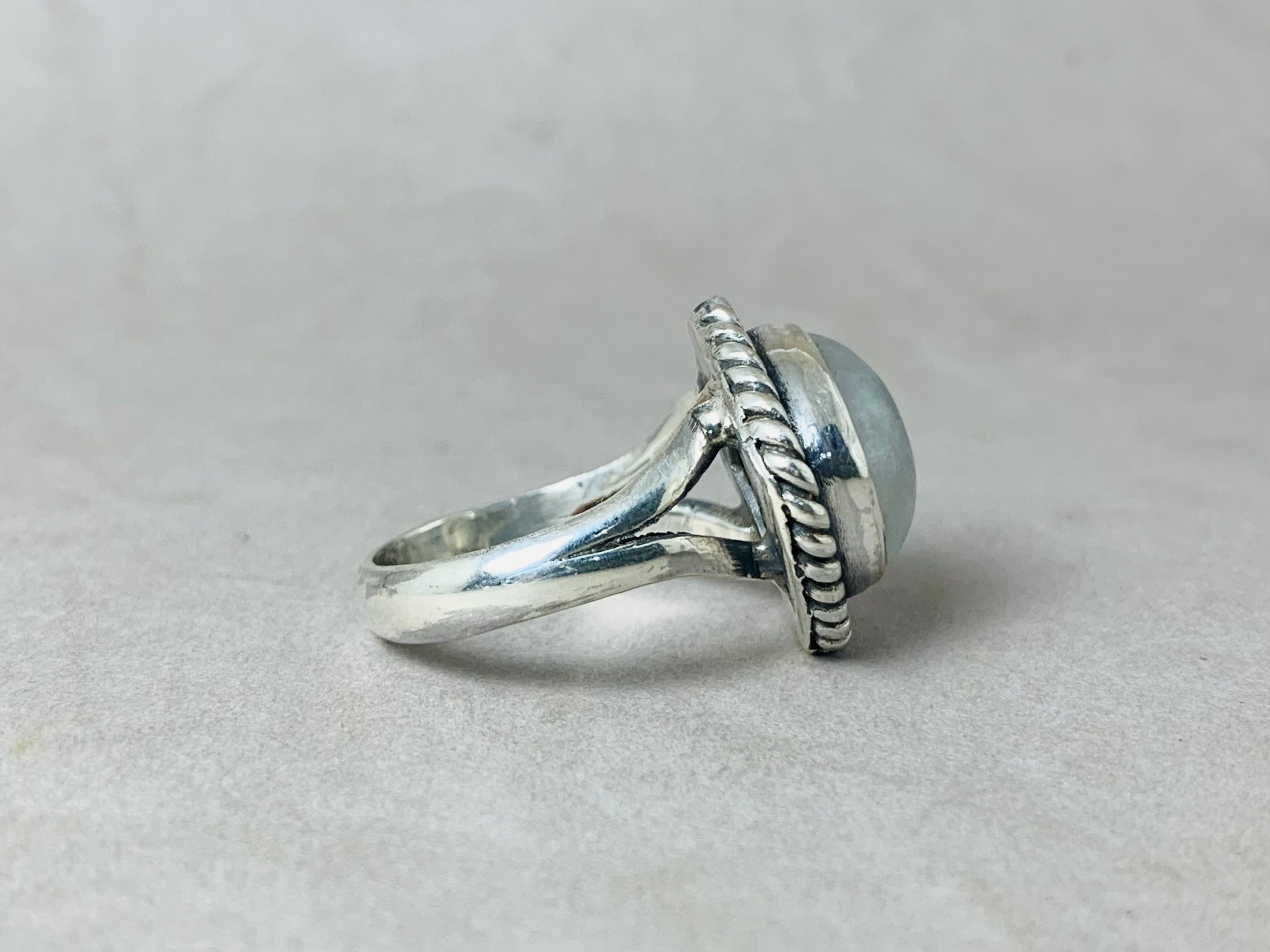 Natürlicher Mondsteinring 925 Sterling Silber Ring Boho Ring Blauer Feuer Mondstein Ring Handgemachter Ring