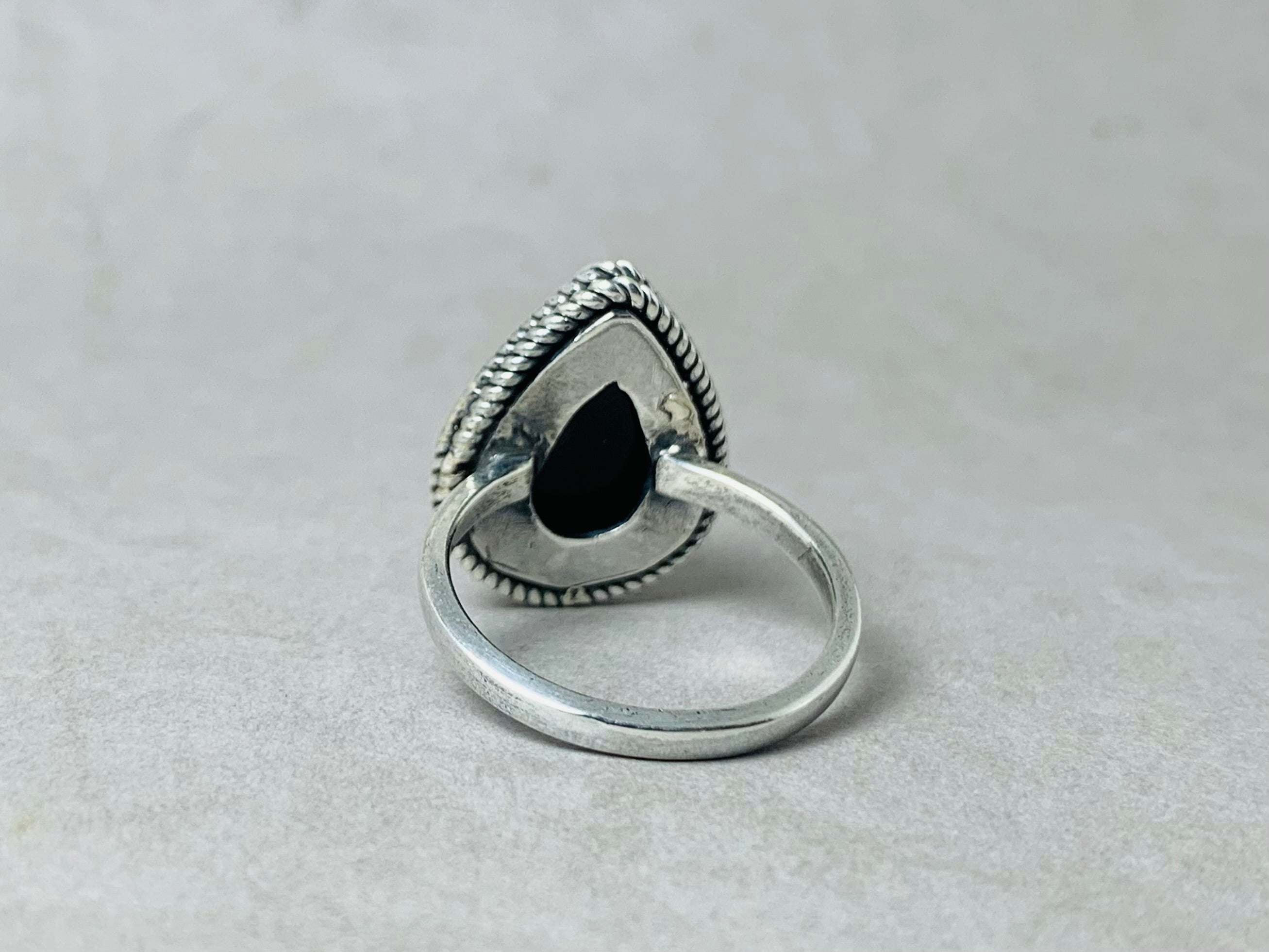 Onyx-Ring 925er Sterlingsilber Handgefertigter Ring Stapelring Boho Silberring