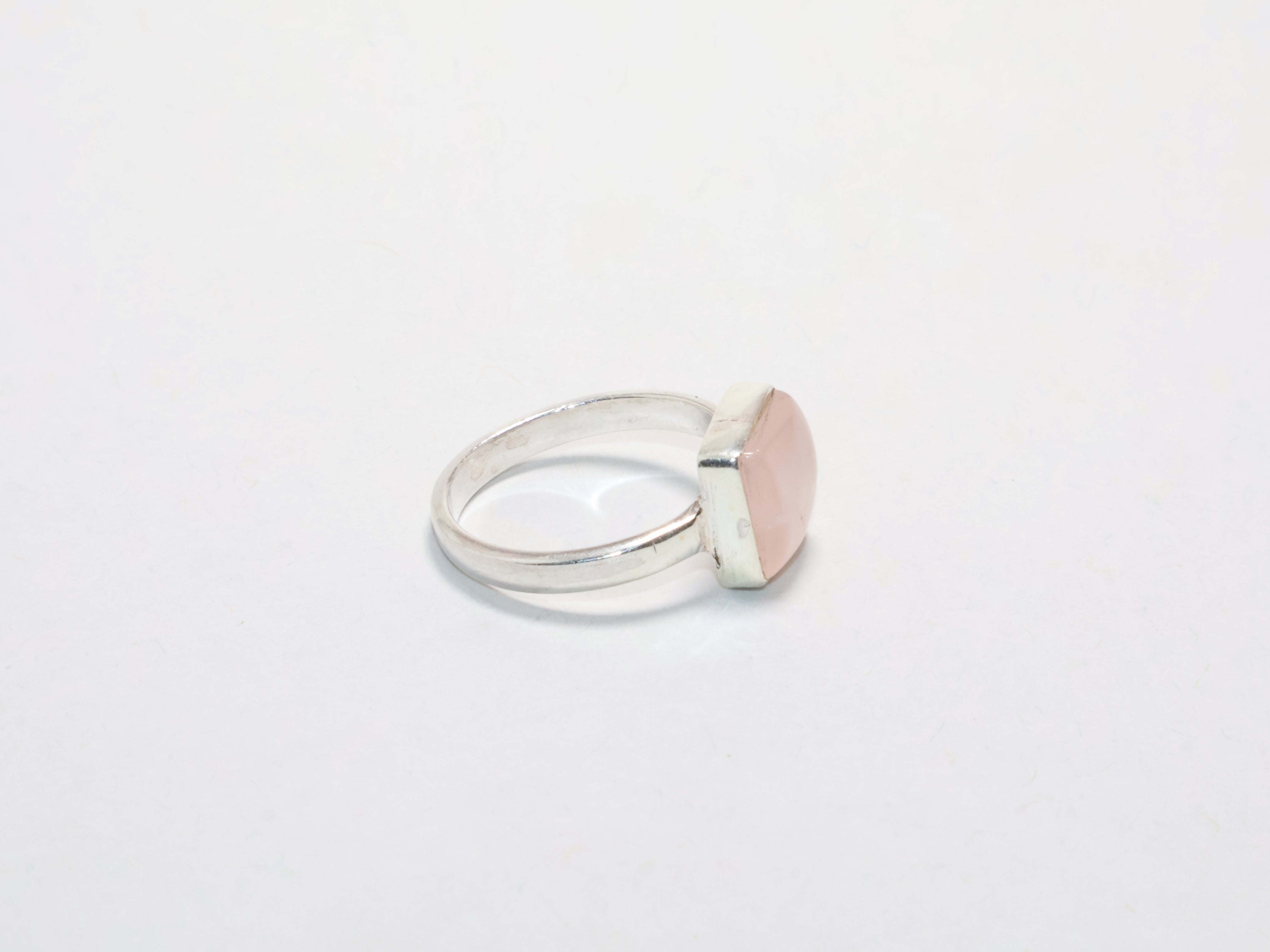 Rosenquarz Ring 925 Silber Ring Edelstein Ring Statement Ring Naturstein Ring Geschenk für sie