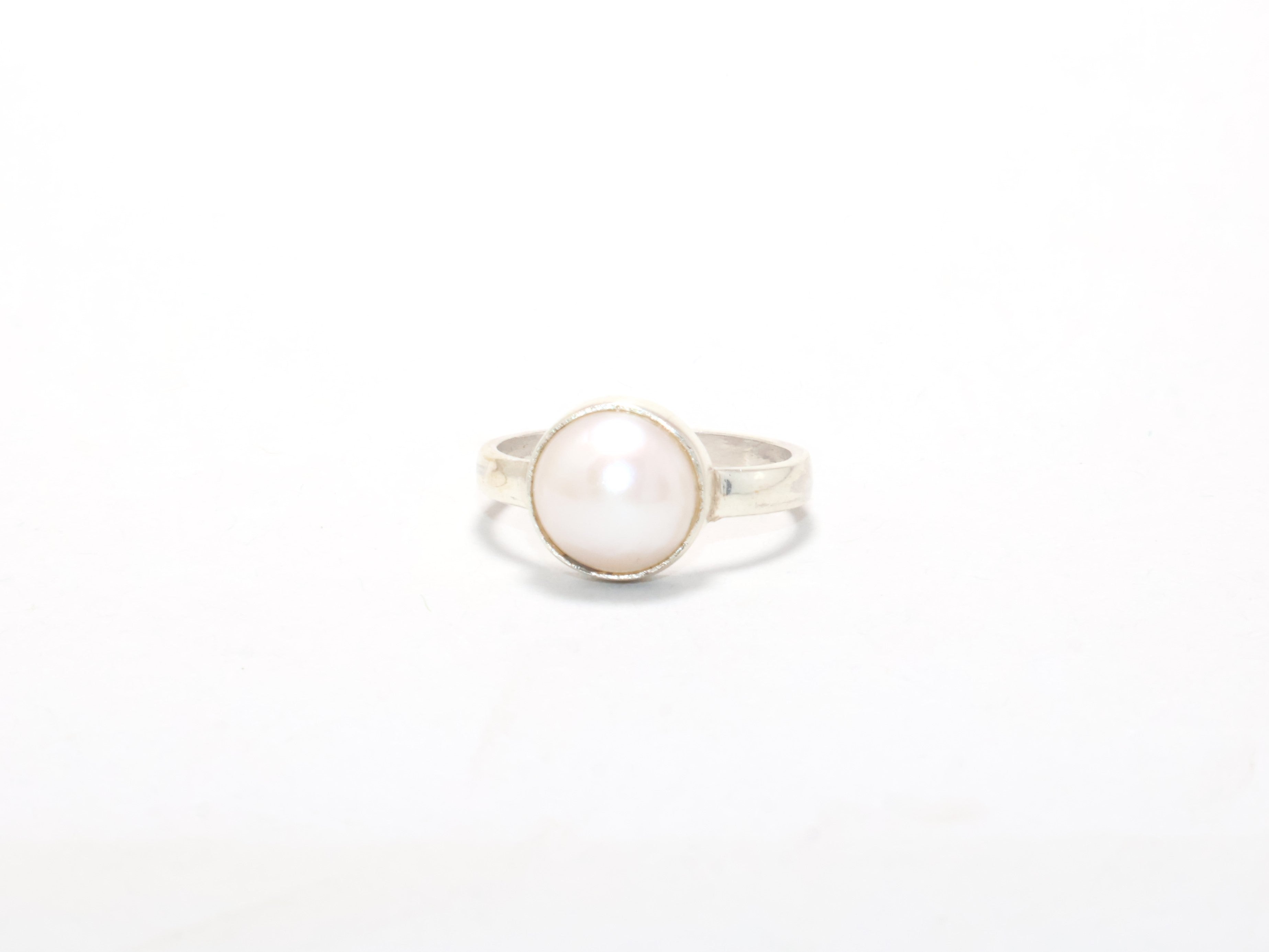 Silber Perle Minimalistischer Ring 925 Silberring Handgemachter Zarter Ring Alltagsring Geschenk für Sie Damenring Stapelring