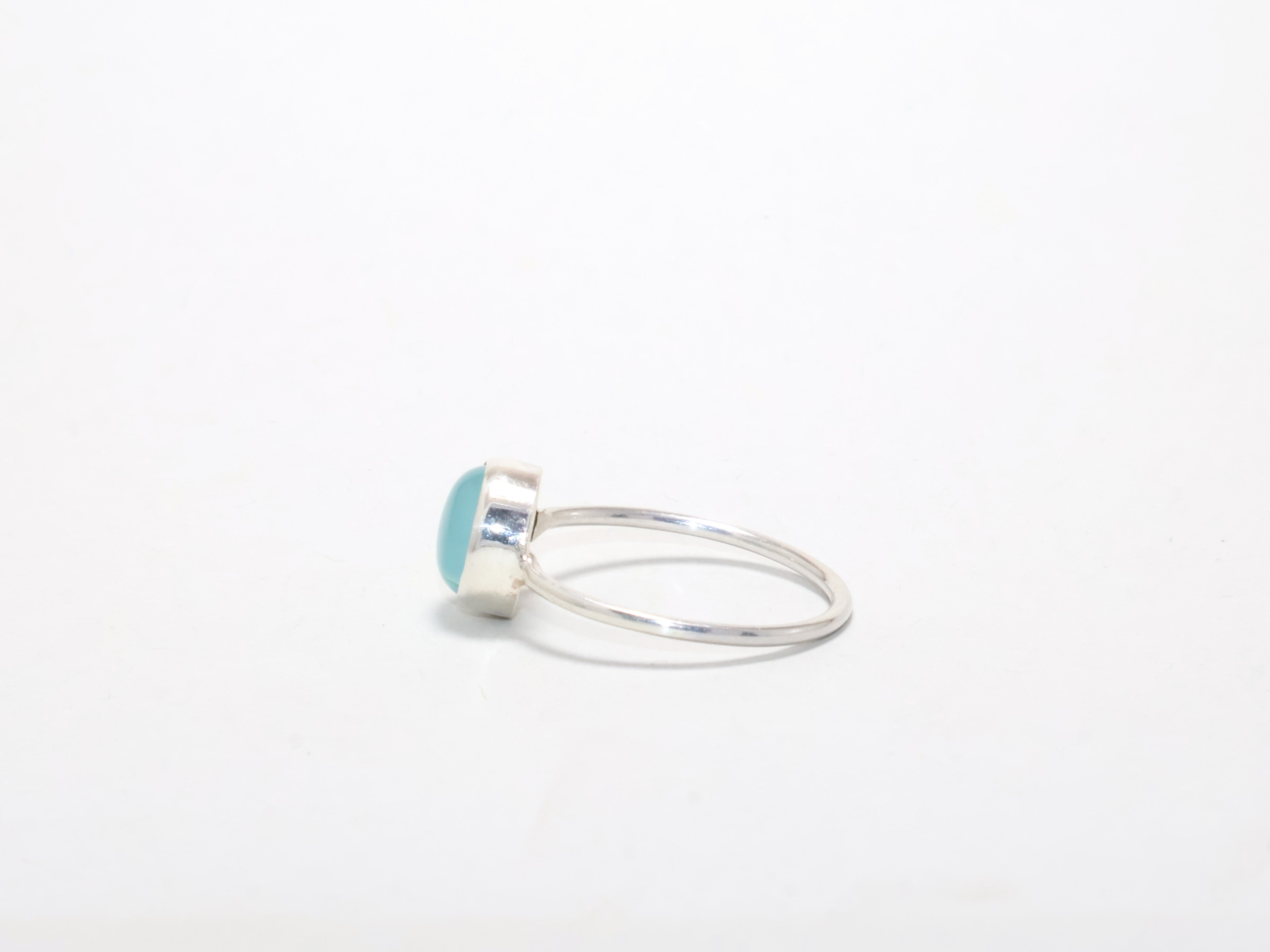 Aqua Chalcedon Ring Minimalistischer Ring 925 Silber Ring Handgemachter zierlicher Ring Alltagsring Damenring Stapelring