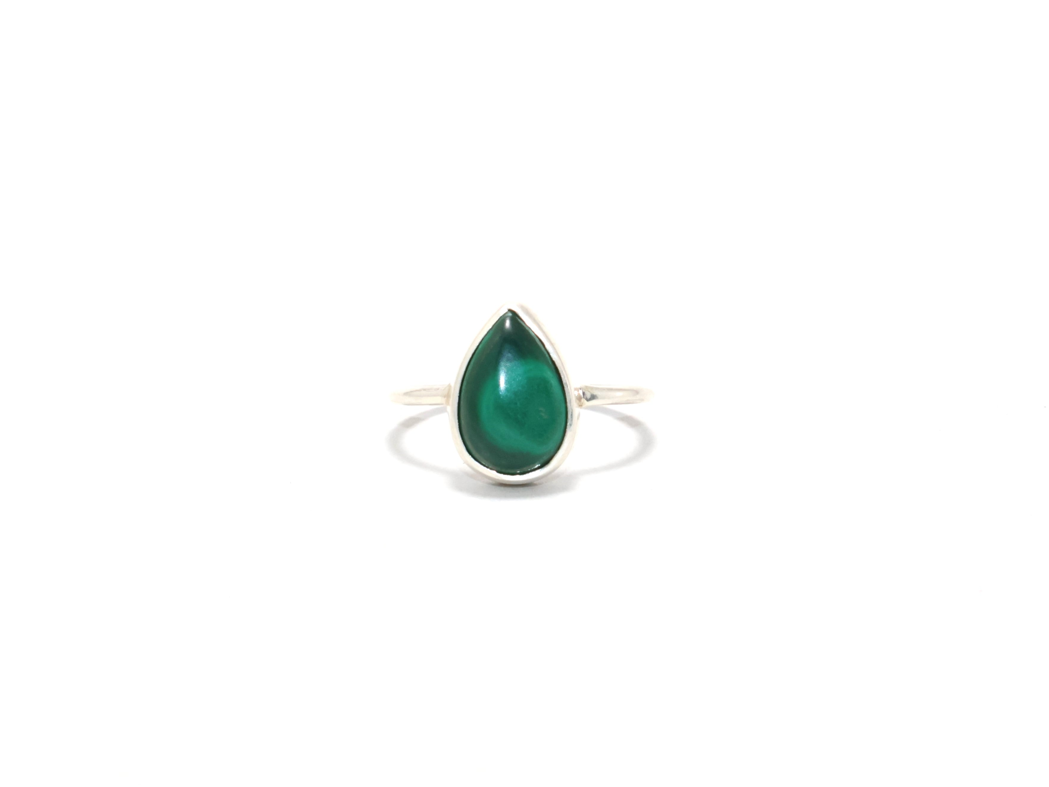 Handgemachter Birnenform Malachit Ring 925 Silber Ring Versprechensring Stapelring Geschenkidee