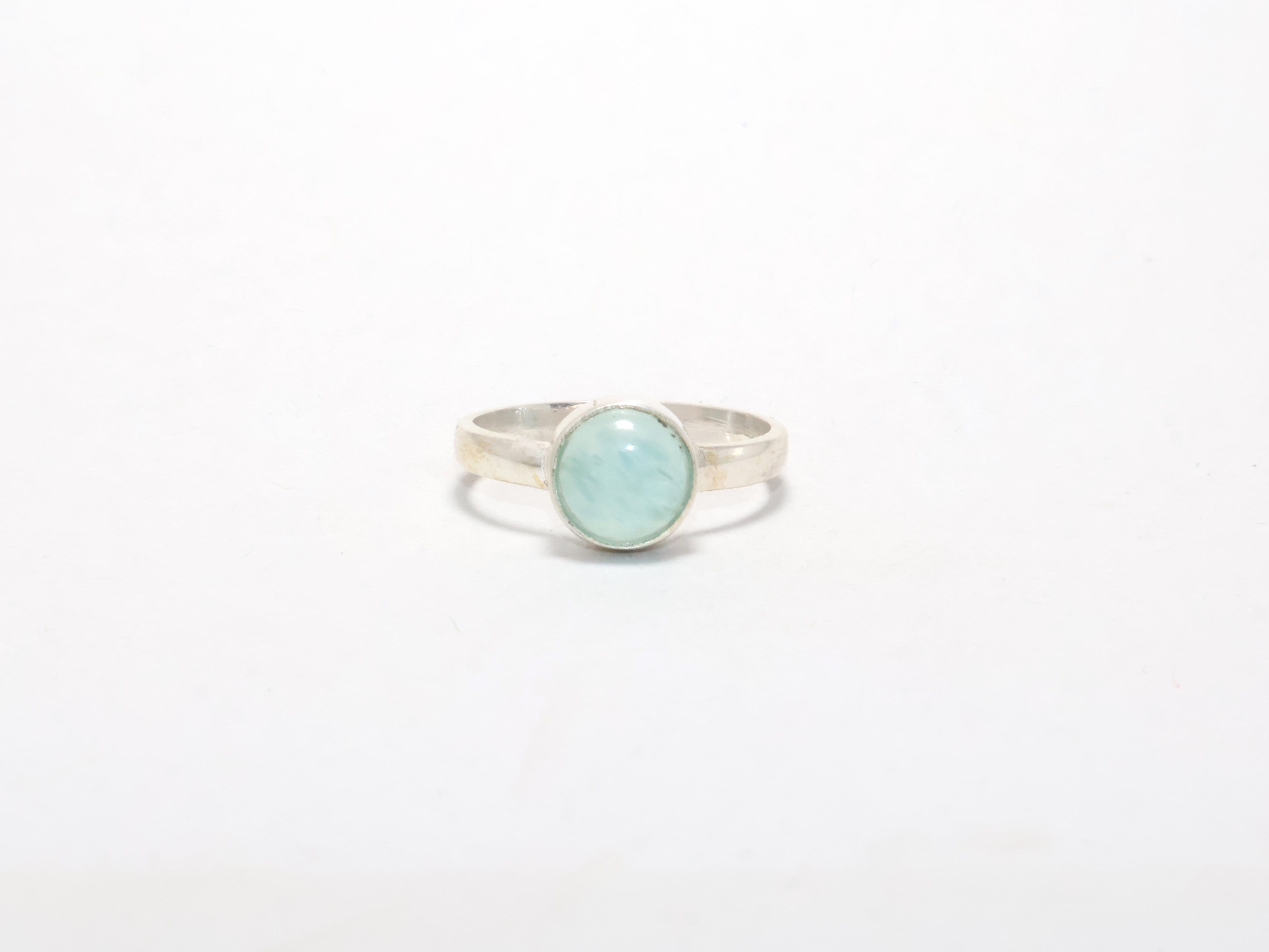 Ovale Aqua Chalcedoon Ring 925 Zilveren Ring Minimalistische Ring Maart Geboortesteen Handgemaakte Stapelring