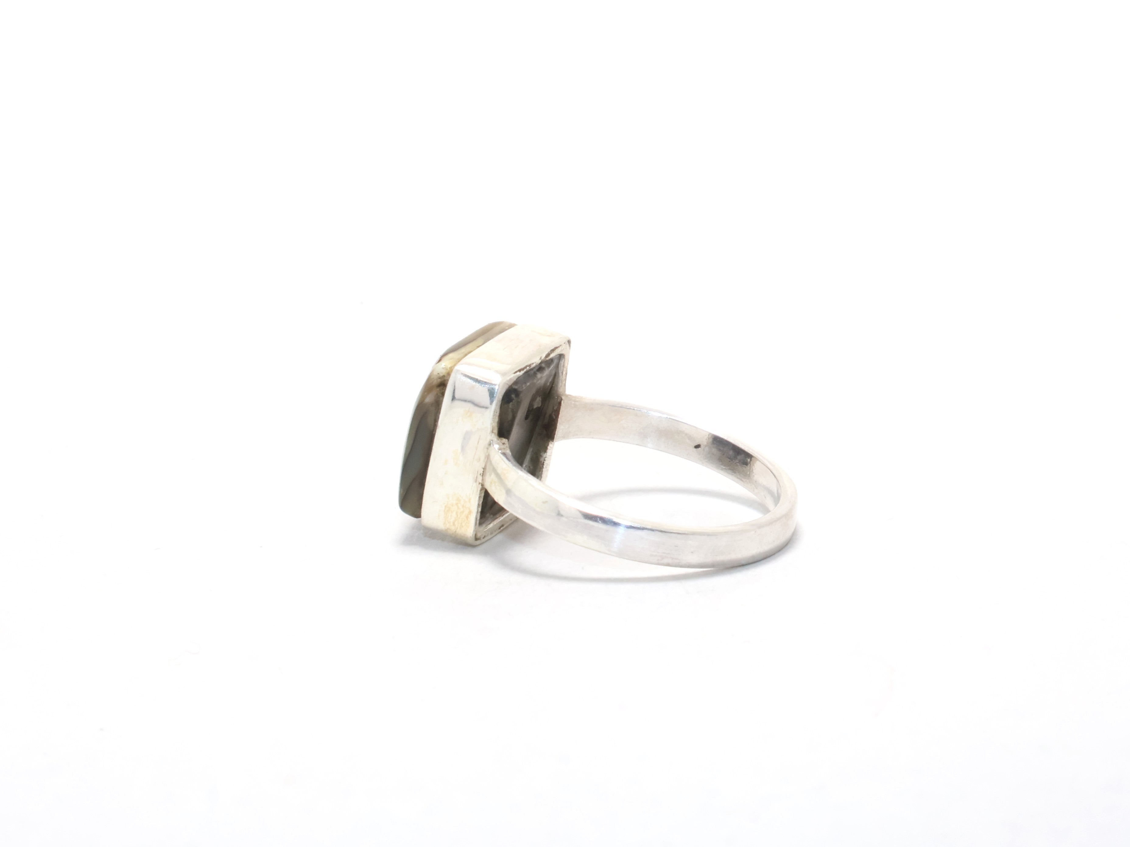 Abalone Shell Ring 925 Silver Ring Shell Square Shape Gemstone Bohemian Ring Stacking Ring Handmade Ring