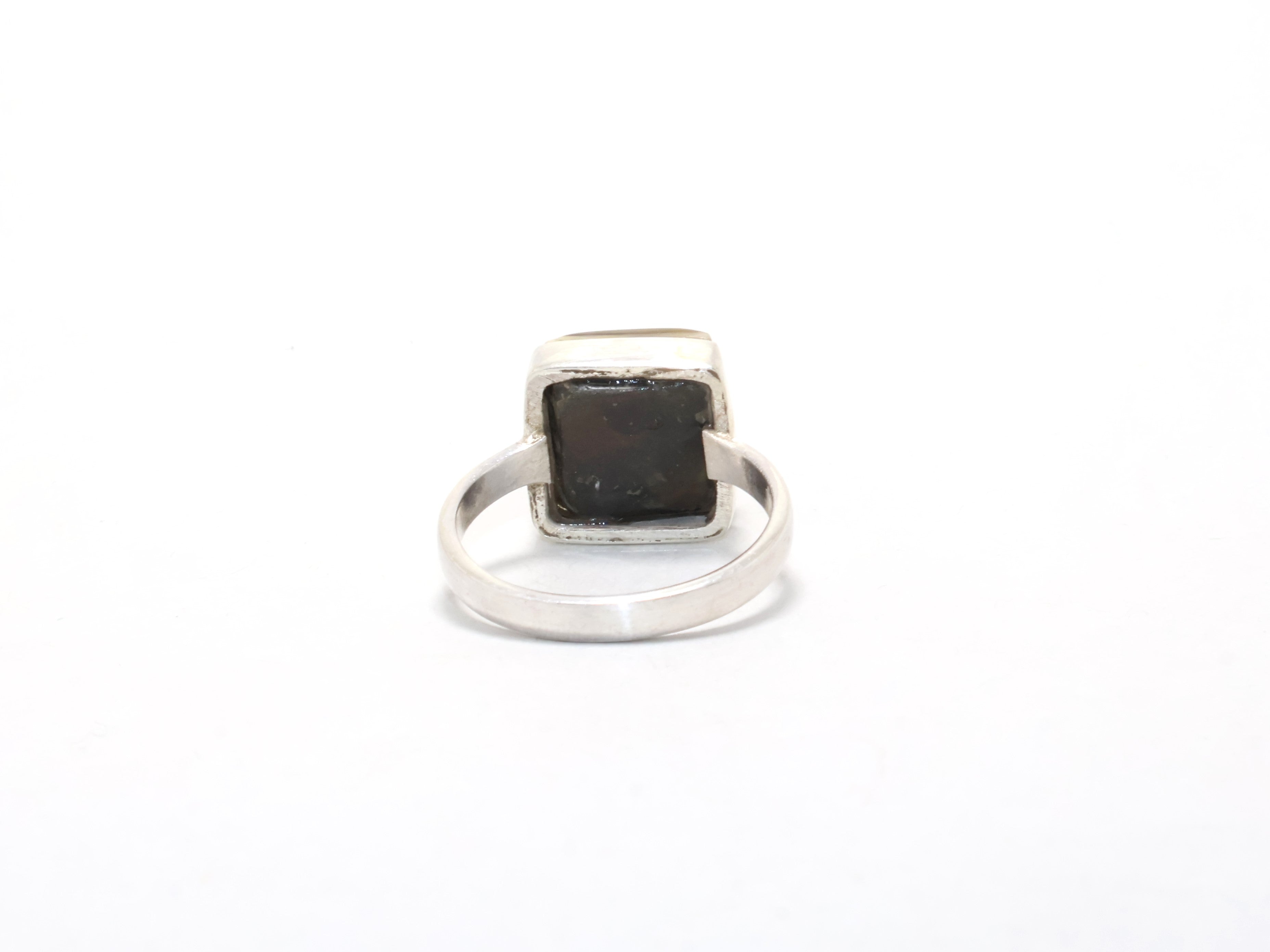Abalone Shell Ring 925 Silver Ring Shell Square Shape Gemstone Bohemian Ring Stacking Ring Handmade Ring