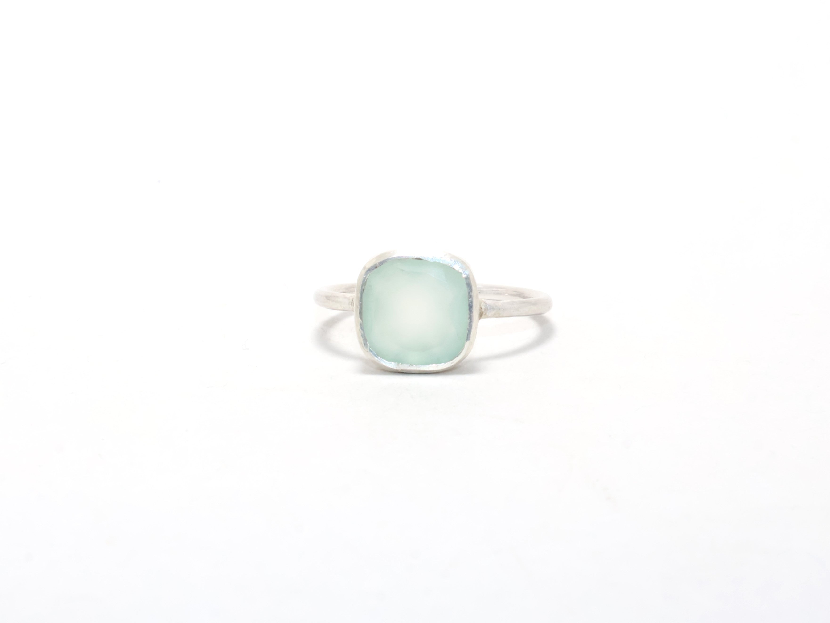 Geslepen Aqua Chalcedoon Ring Belofte Ring Cadeau Handgemaakte Ring Echte Ring Cadeau Voor Haar Sterling Zilveren Stapelring