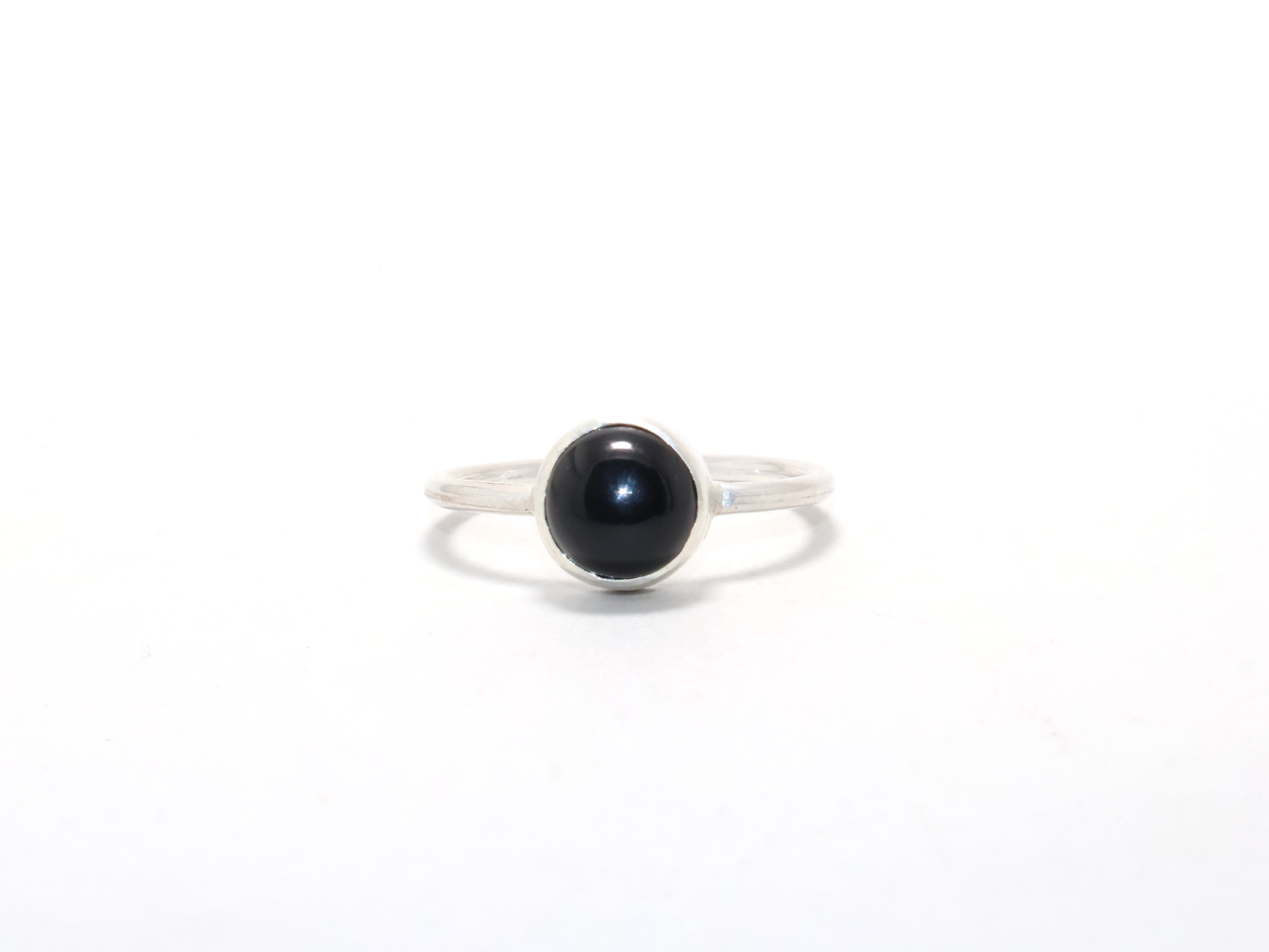 925 Sterling Silber schwarzer Onyx Edelsteinring Dezember Geburtsstein Versprechensring Minimalistischer Ring Designerring
