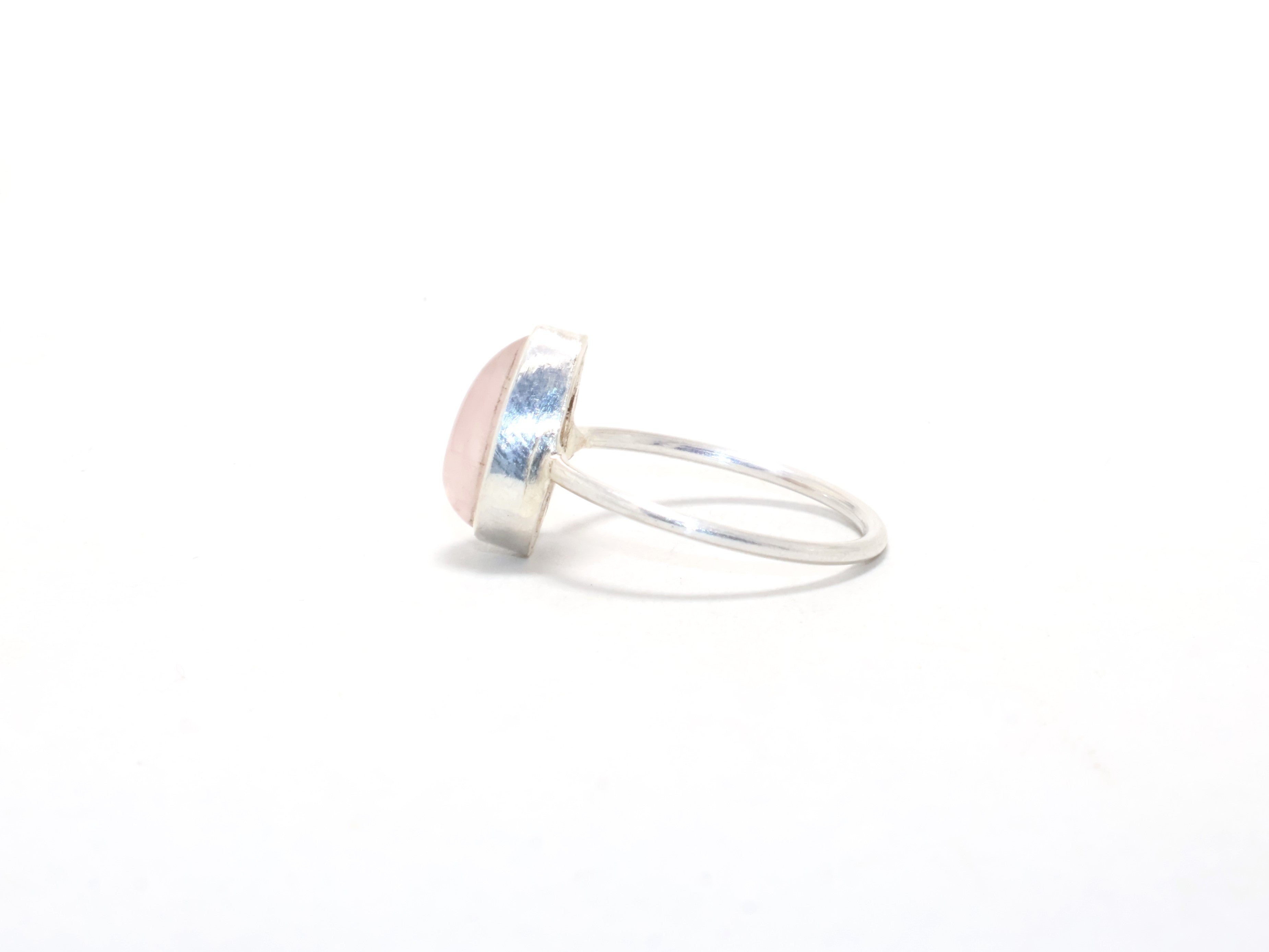 Rosenquarz-Ring für Damen 925er Sterlingsilber-Ring Boho-Ring Pinker Stein Geschenk für sie