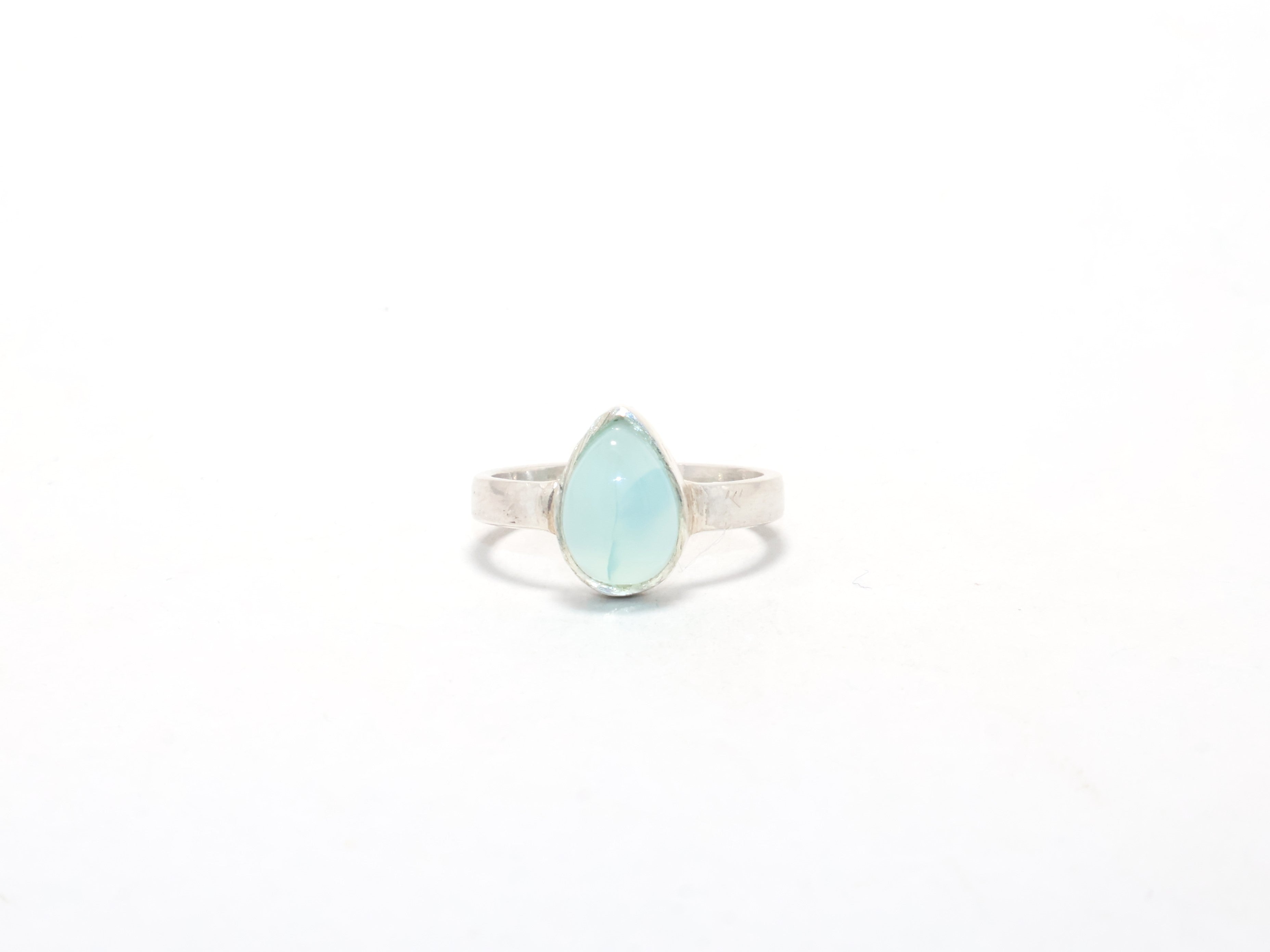 Natuurlijke Aqua Chalcedoon Ring Cocktail Ring Handgemaakte Ring Cadeau Voor Haar Boheemse Stijl Cadeau-idee Druppelvormige Ring