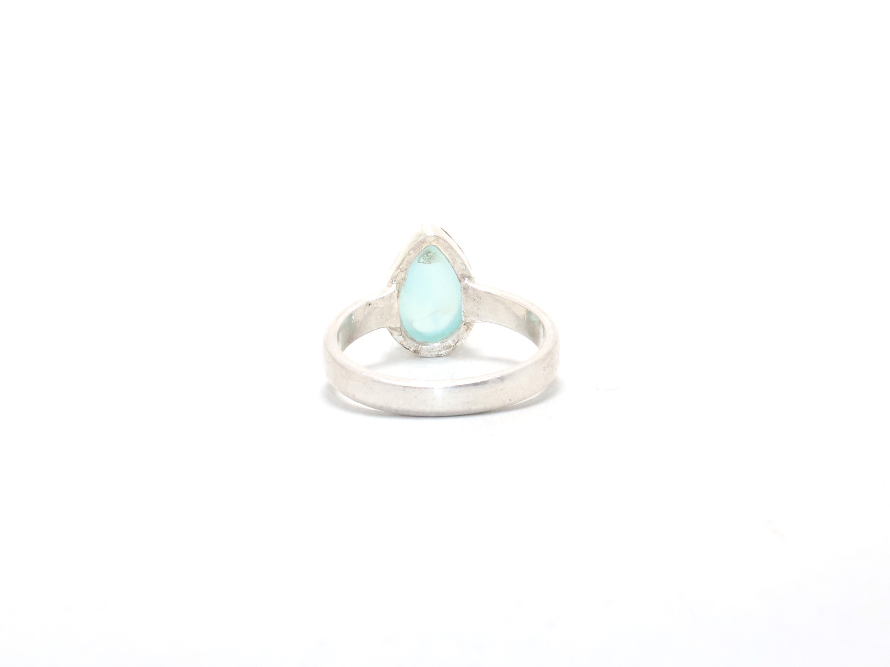Natürlicher Aqua Chalcedon Ring Cocktailring Handgefertigter Ring Geschenk für sie Bohemian Stil Geschenkidee Tropfenring