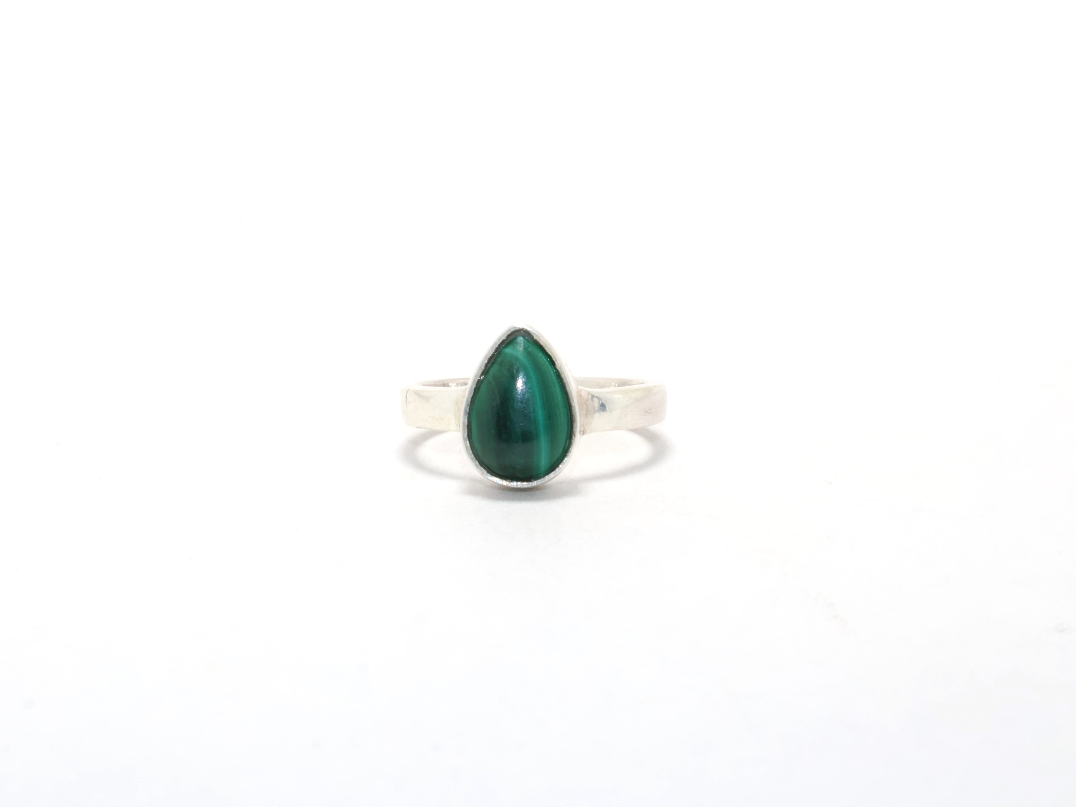 Malachit Silberring 925 Sterling Silber Ring Geschenk für Mädchen Geburtstagsring Grüner Edelsteinring Geburtssteinring Minimalistischer Ring