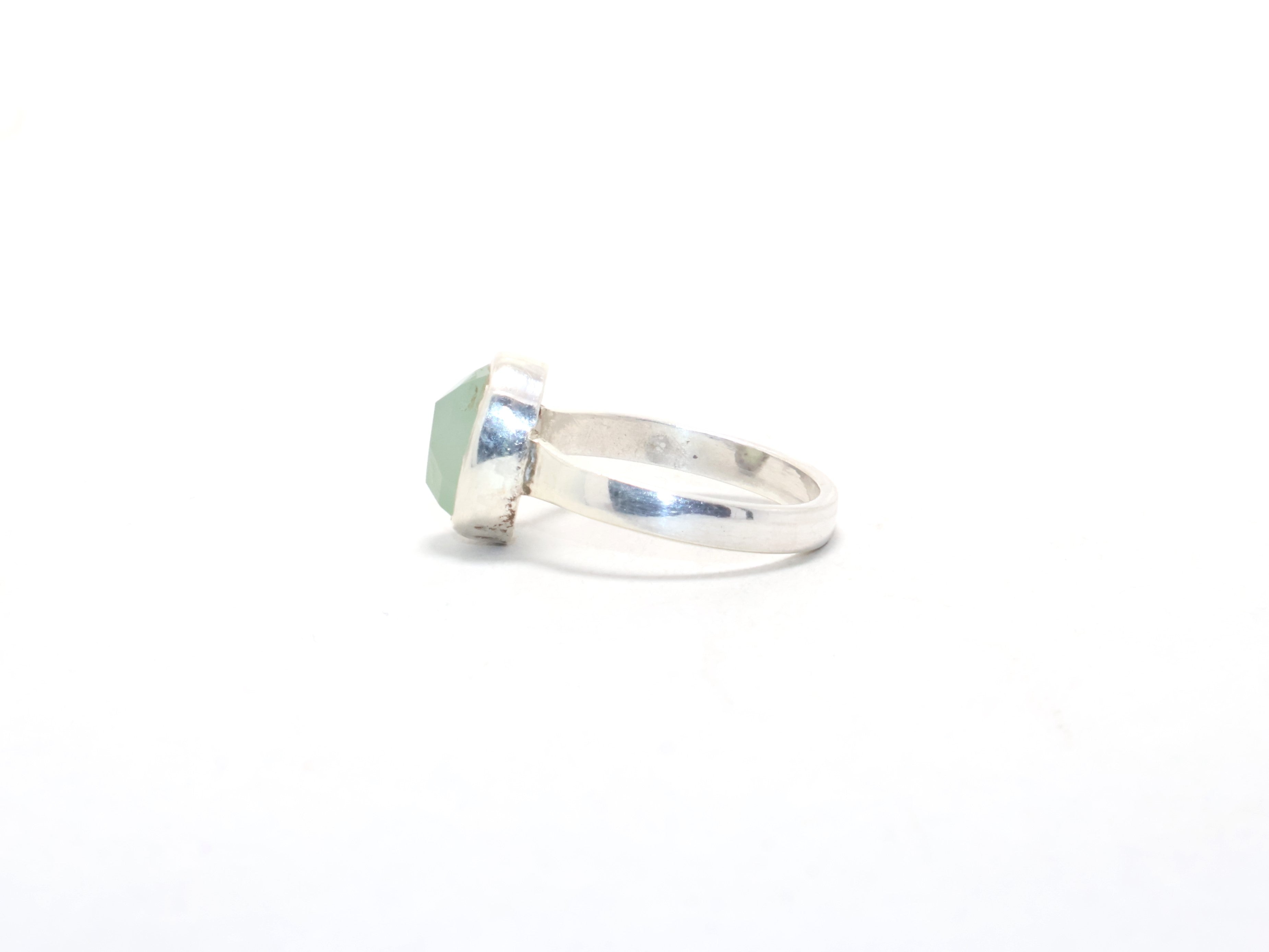 Echter Aqua-Chalcedon-Ring, böhmischer Ring, Edelsteinring, 925er Sterlingsilber, Geschenk für Sie, zierlicher Ring