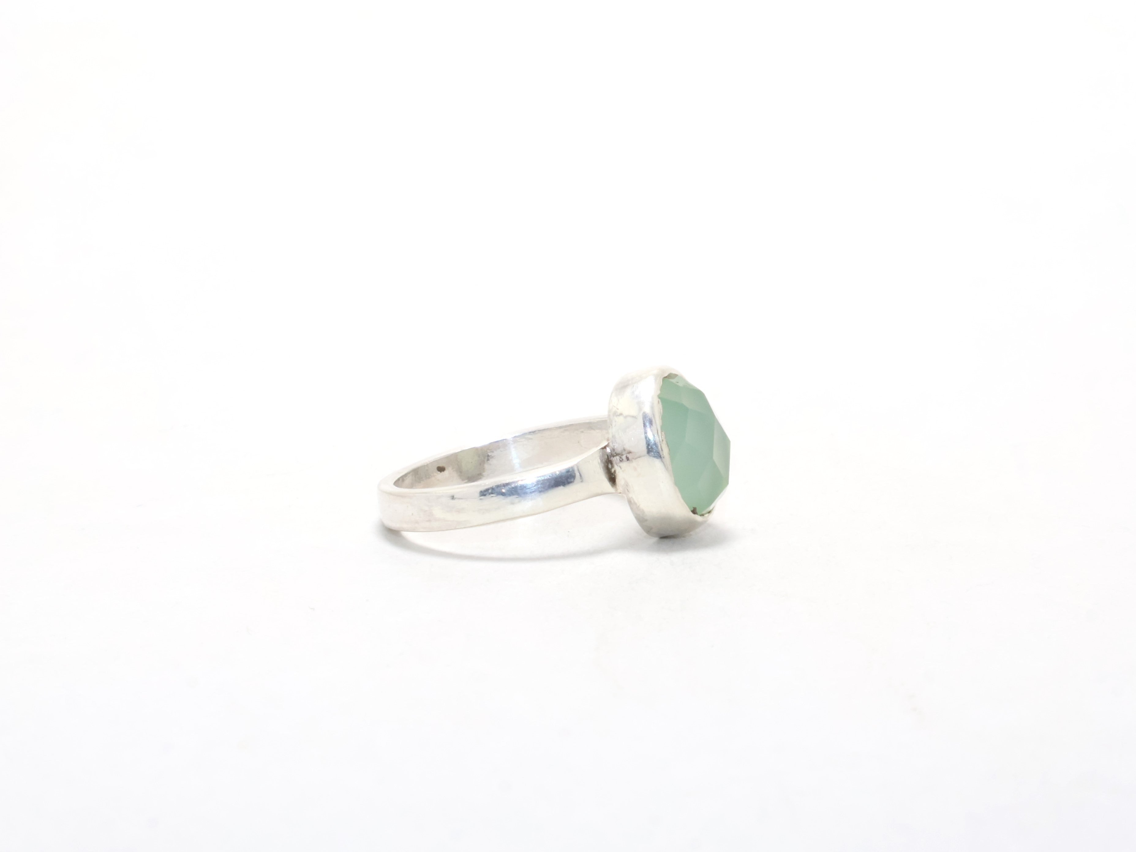 Echte Aqua Chalcedoon Ring Boheemse Ring Edelsteen Ring 925 Sterling Zilver Cadeau Voor Haar Delicate Ring