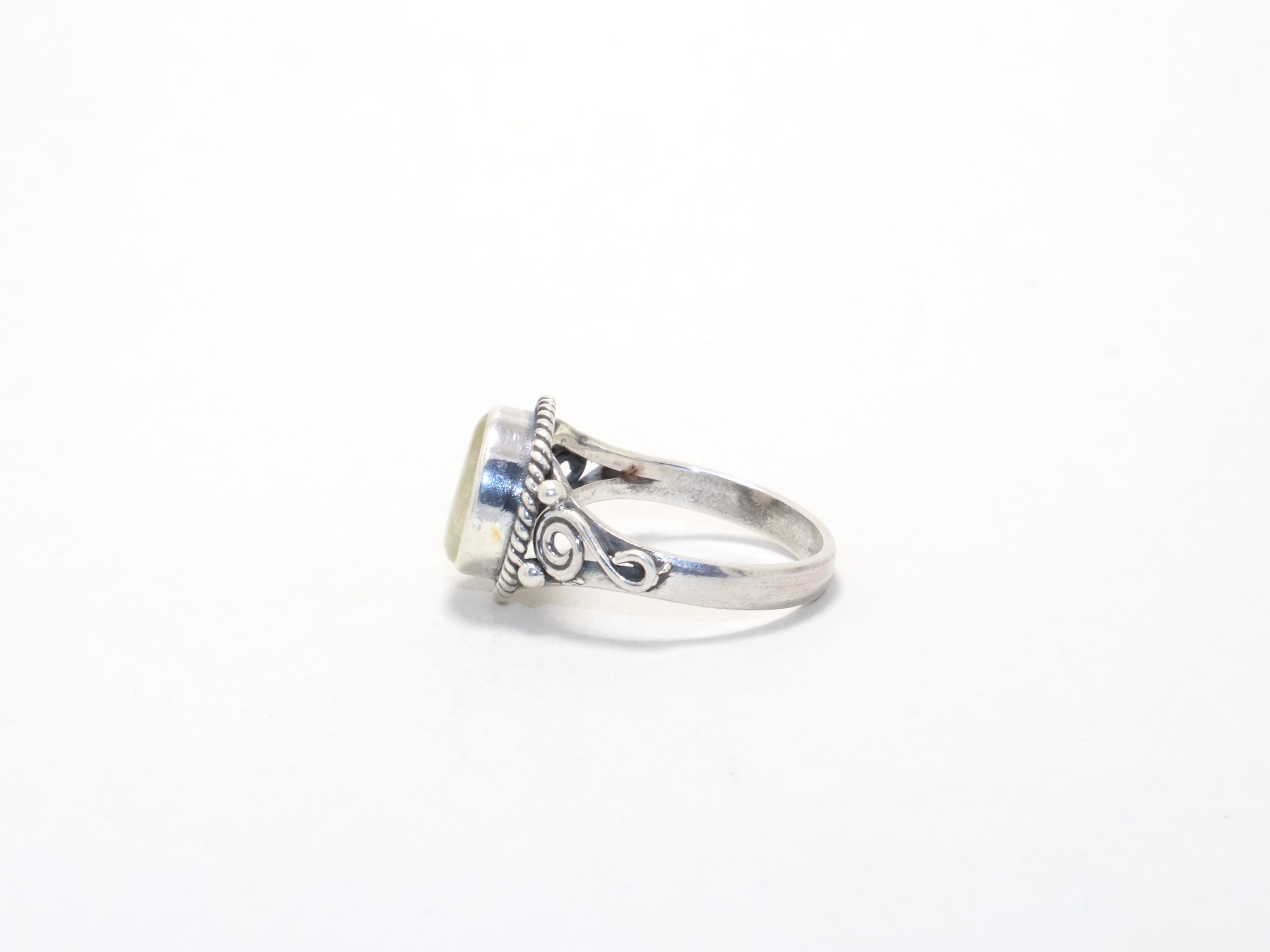 Echter Zitronenquarzring, 925er Silberring, Edelsteinring, zierlicher Cocktailring, Verlobungsring, Geschenkidee, Bohemian-Ring