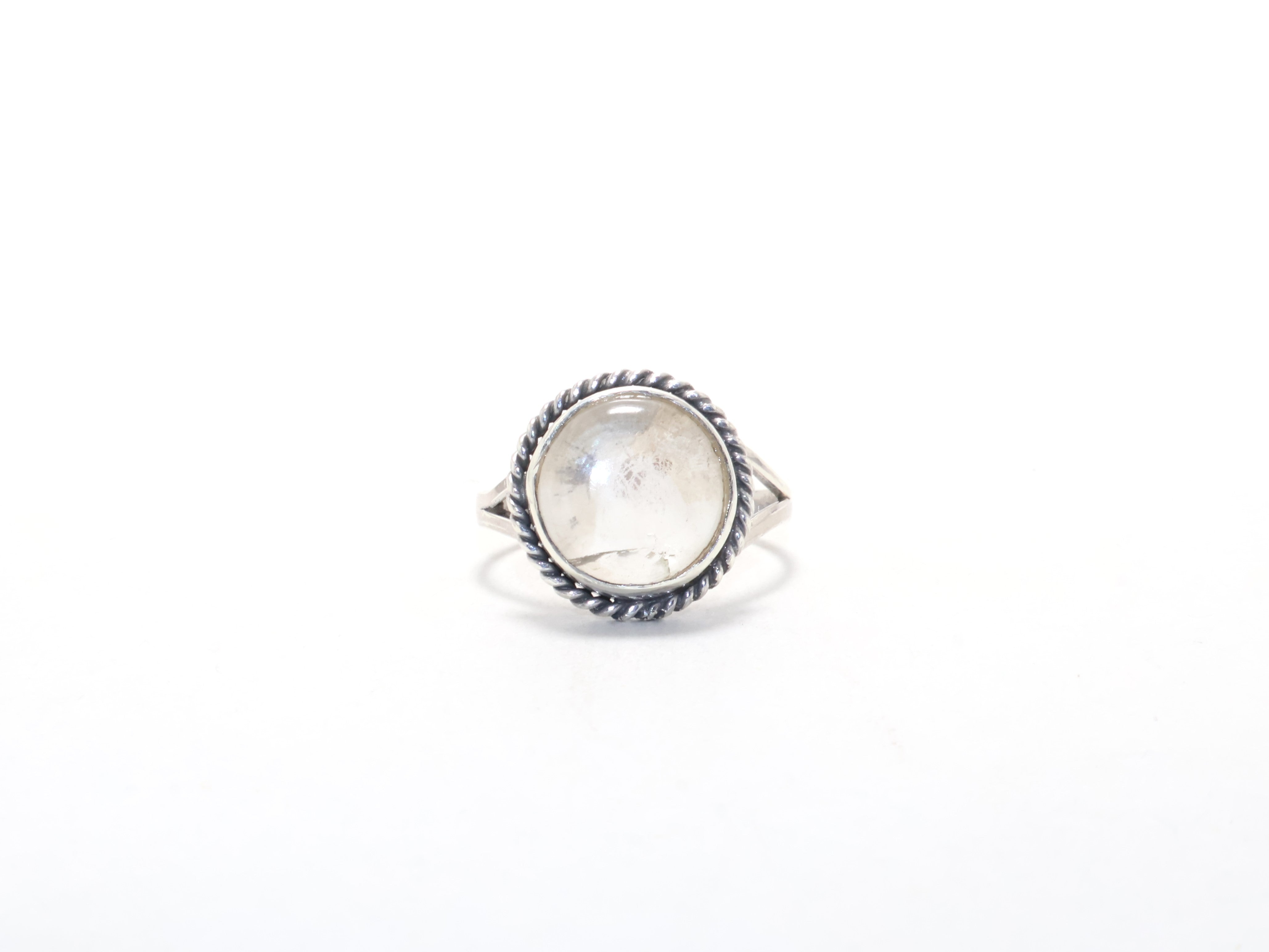 Echter klarer Quarzring Designerring Boho Zierlicher Ring Cocktailring Edelsteinring 925er Sterlingsilber