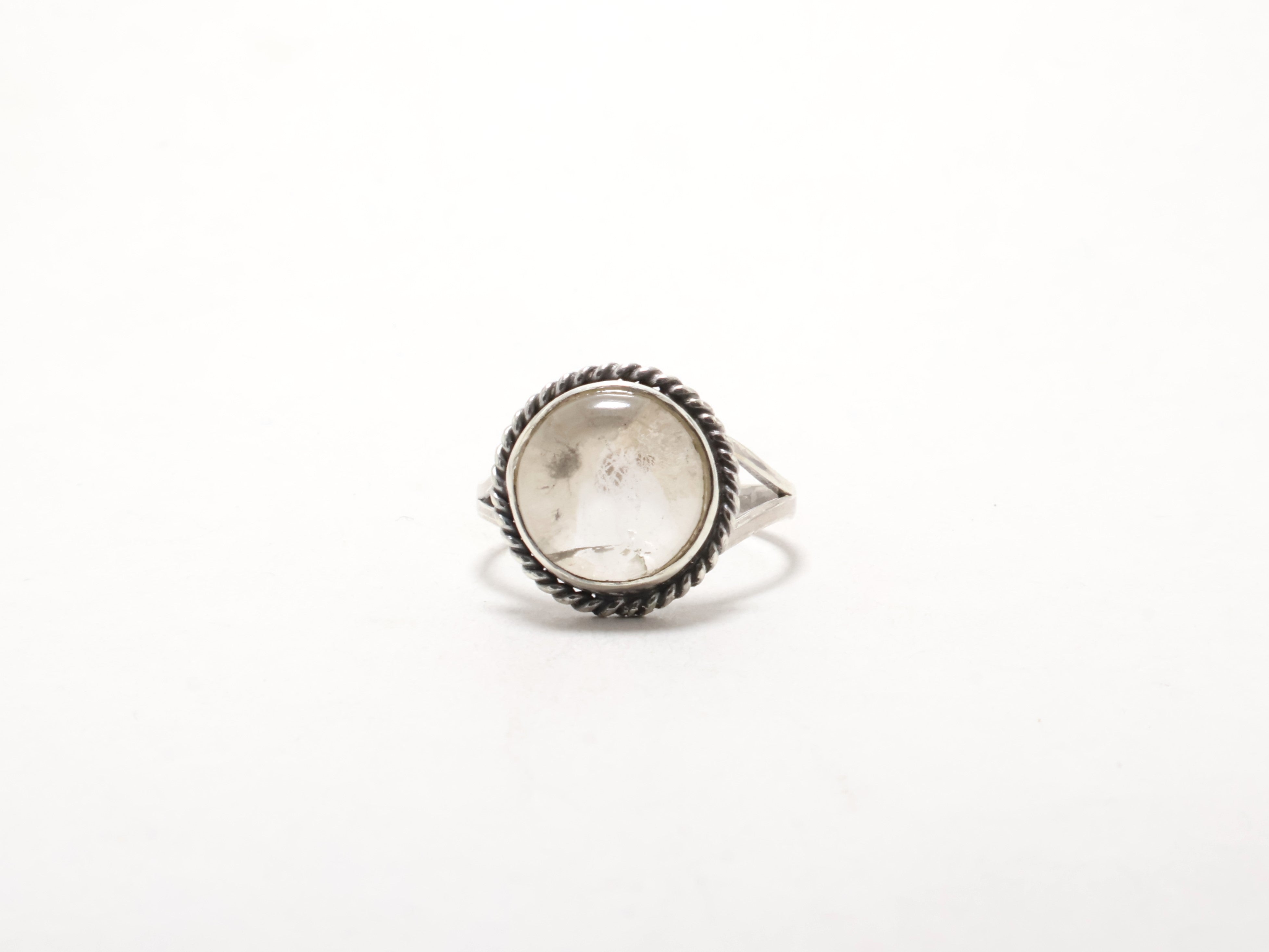 Echter klarer Quarzring Designerring Boho Zierlicher Ring Cocktailring Edelsteinring 925er Sterlingsilber