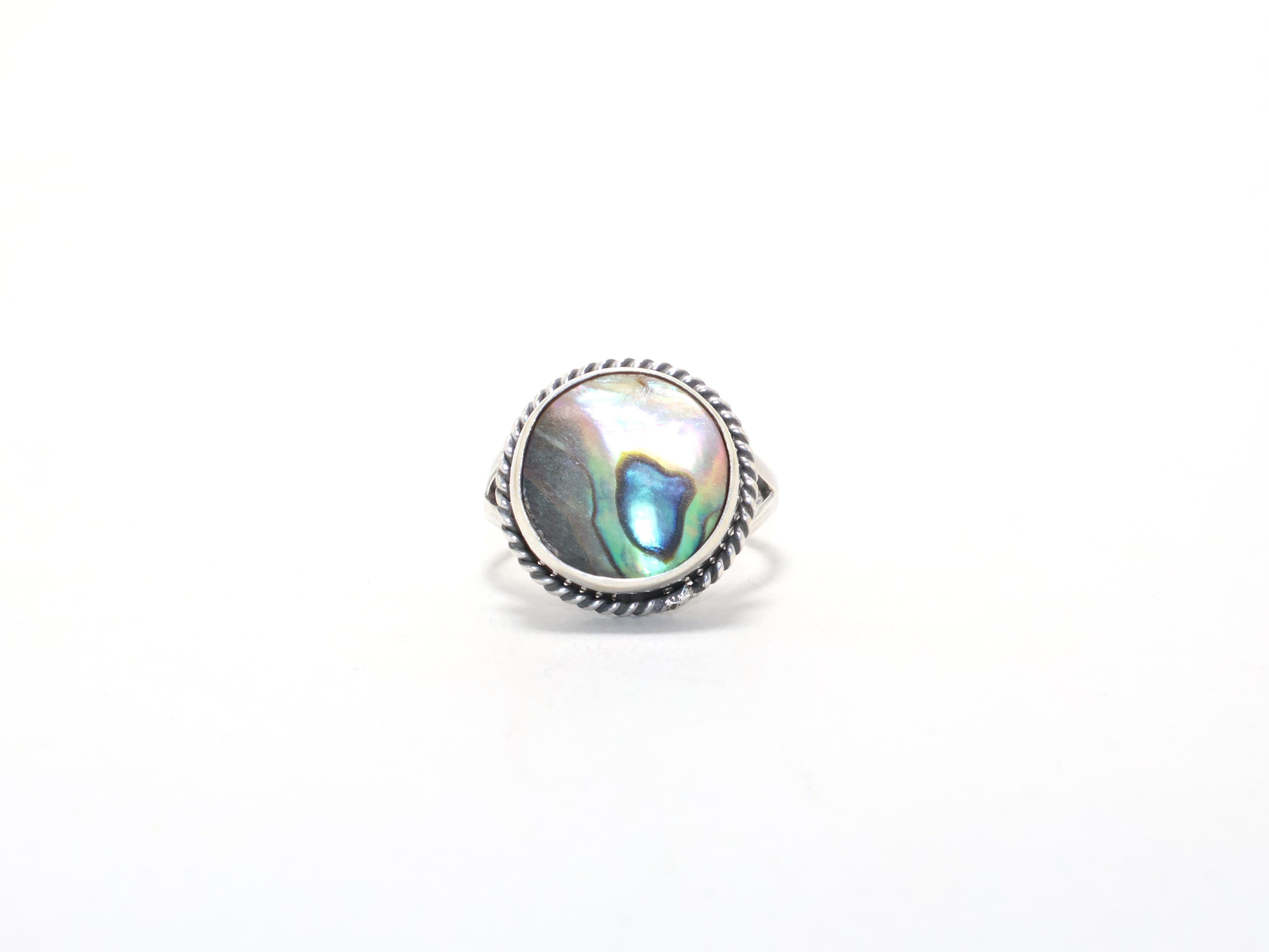 Natürlicher Abalone-Muschelring Minimalistischer böhmischer Ring Handgemachter Steinring Versprechensring Stapelring Geschenkidee