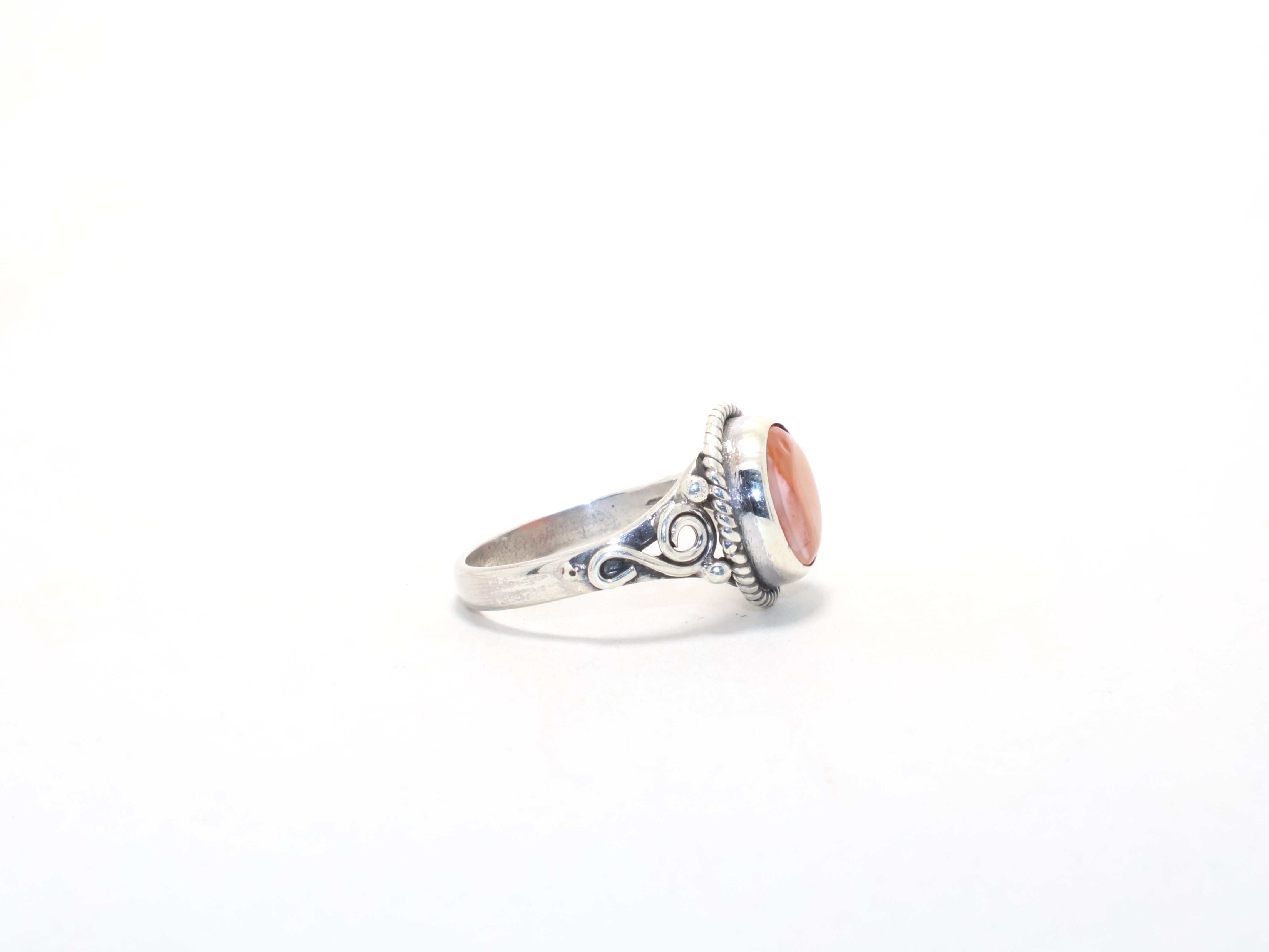 Echter Karneol Ring Runder Edelstein Verlobungsring Oranger Stein Boho Designer Ring Handgefertigter Ring Zierlicher Ring
